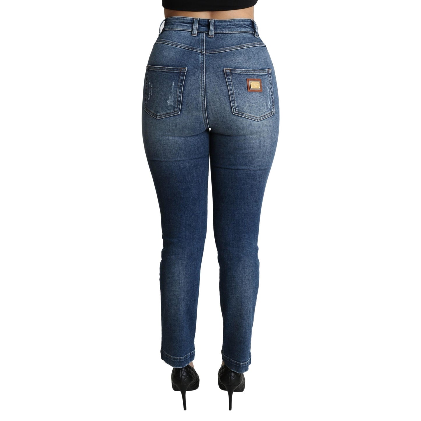 Blue Crystal Embellished Slim Fit Pants Jeans