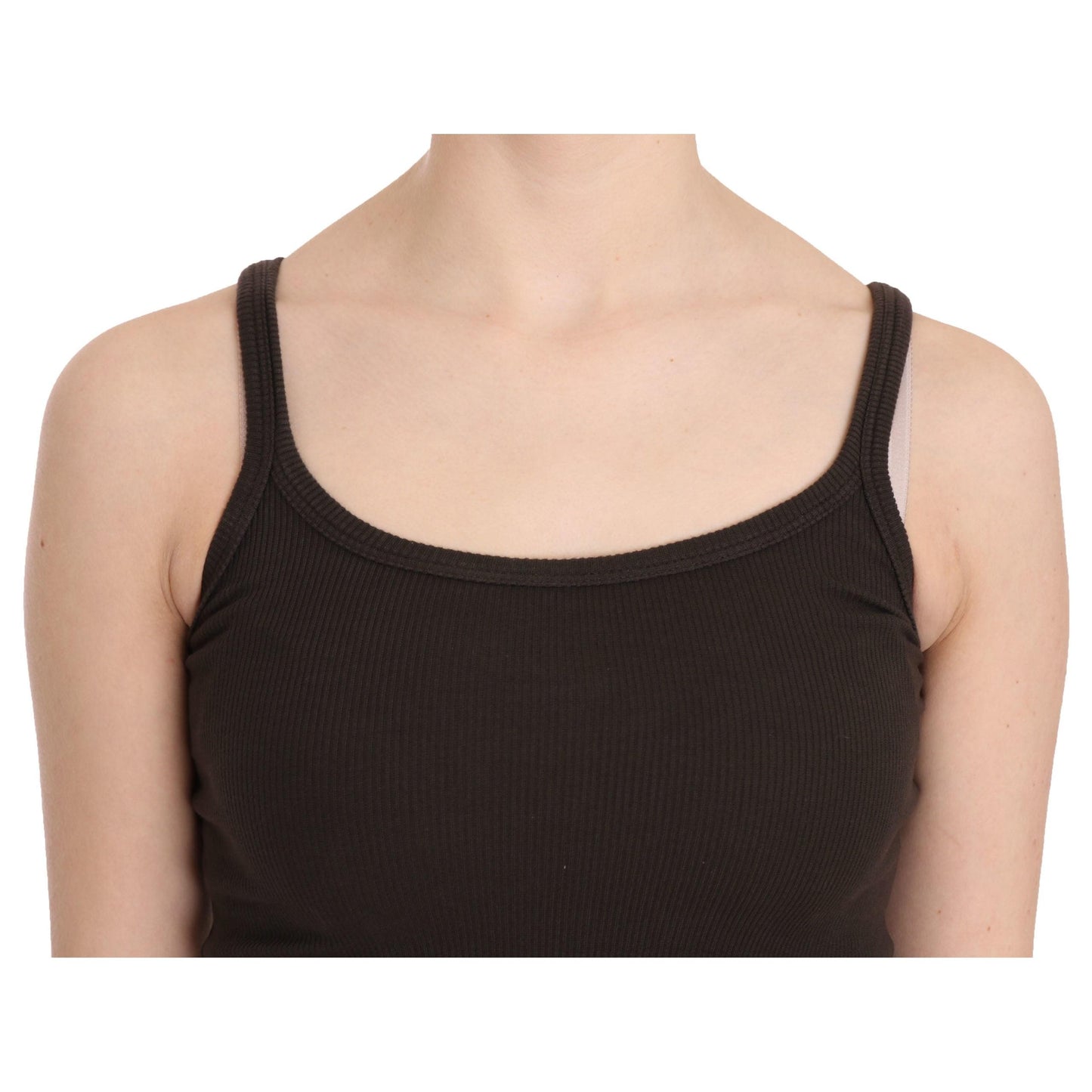 Dark Brown Sleeveless Spaghetti Strap Blouse