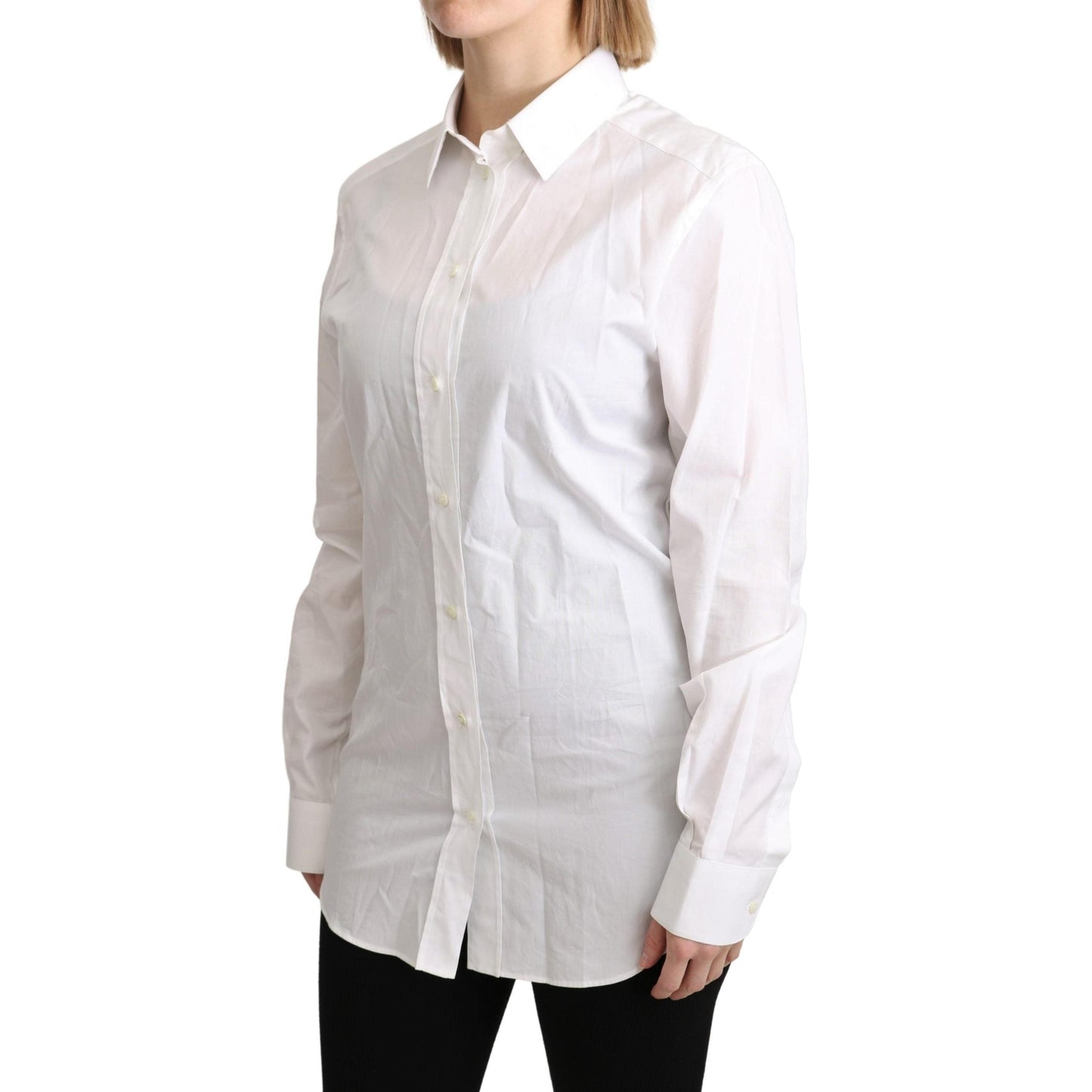 White Collared Formal Dress Shirt Cotton Top