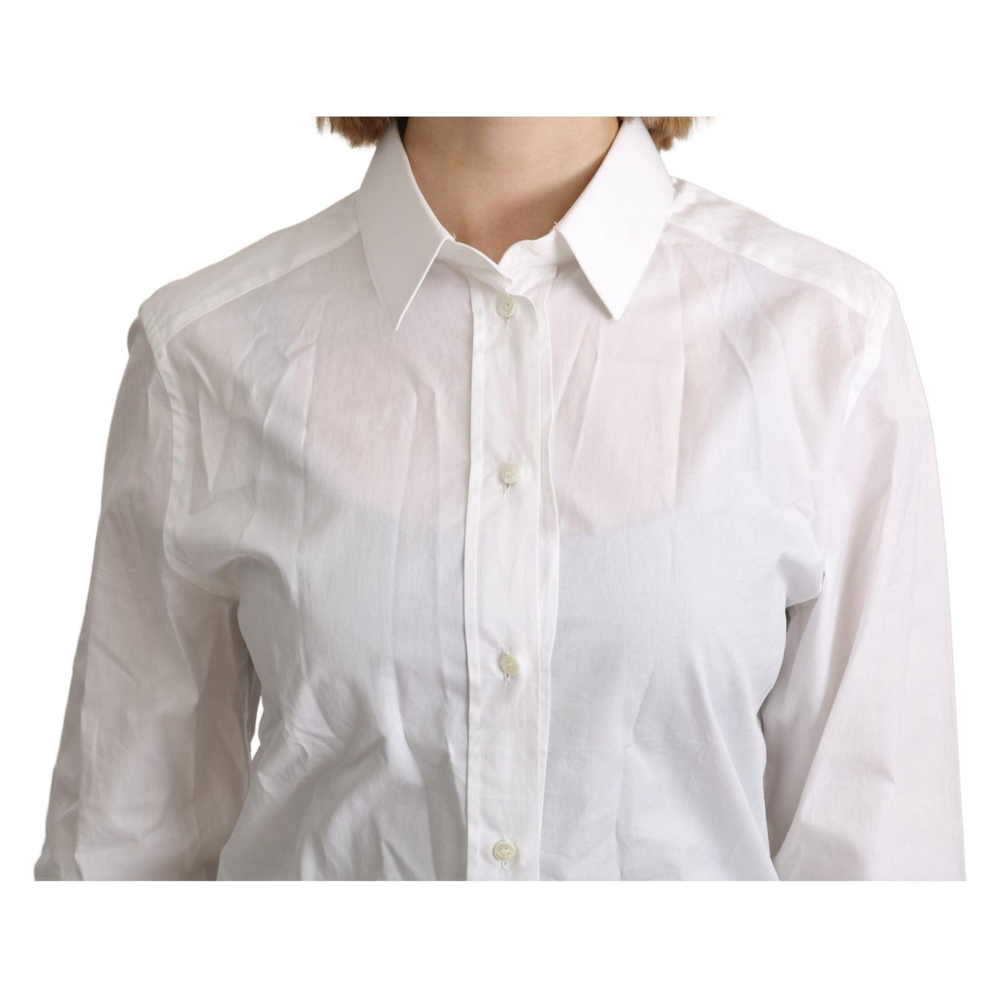White Collared Formal Dress Shirt Cotton Top