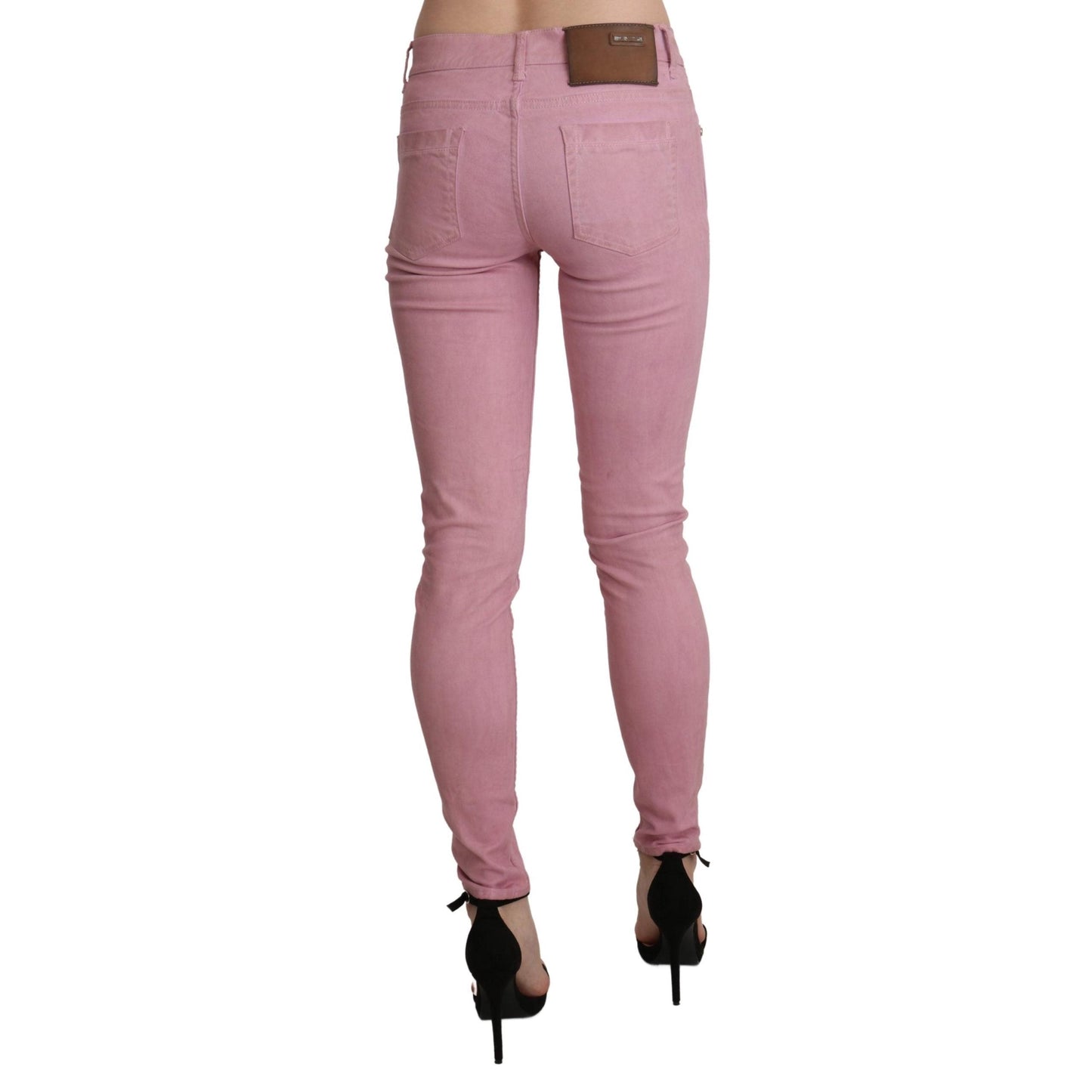 Pink Mid Waist Skinny Stretch Denim Pant