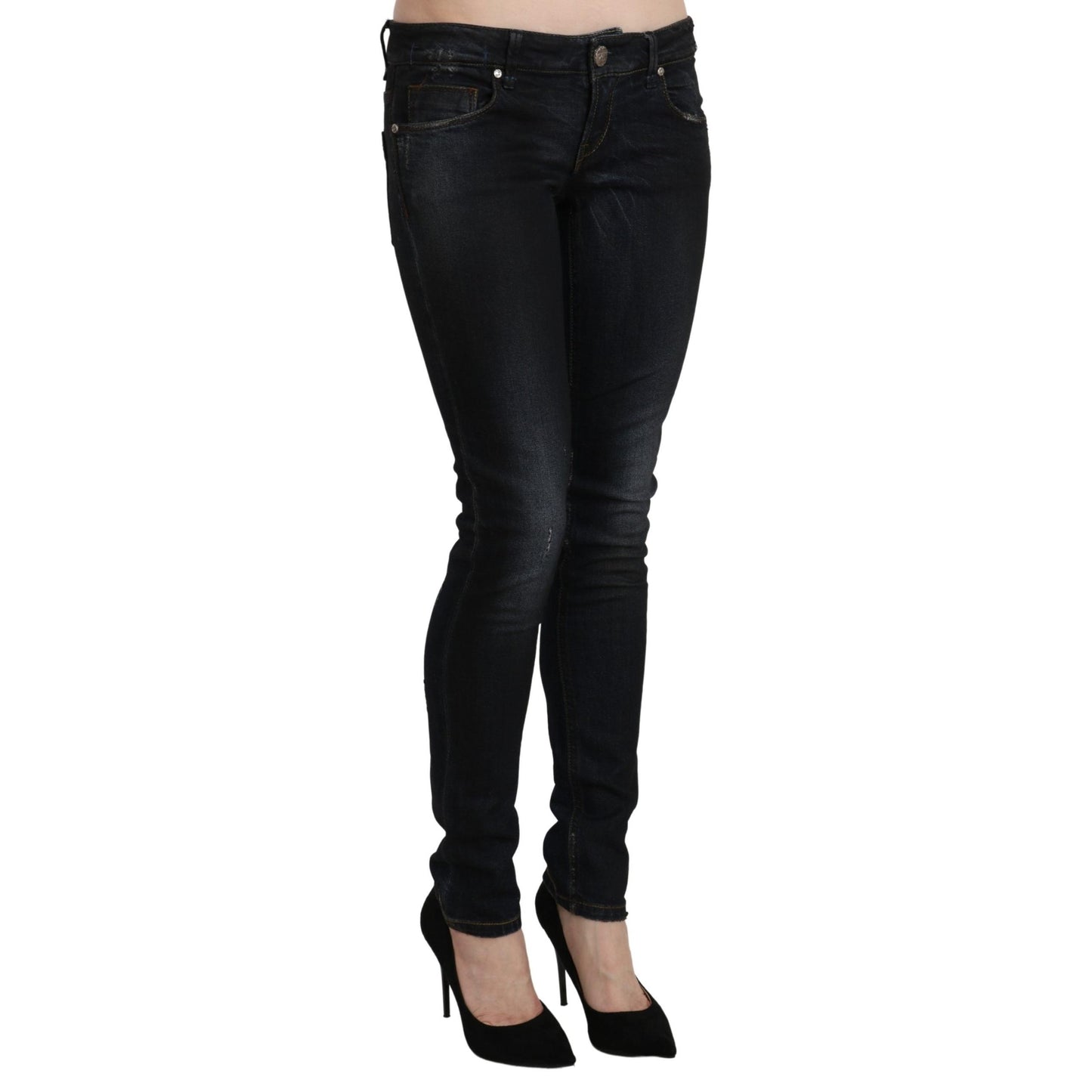 Blue Washed Low Waist Skinny Denim Slim Trouser