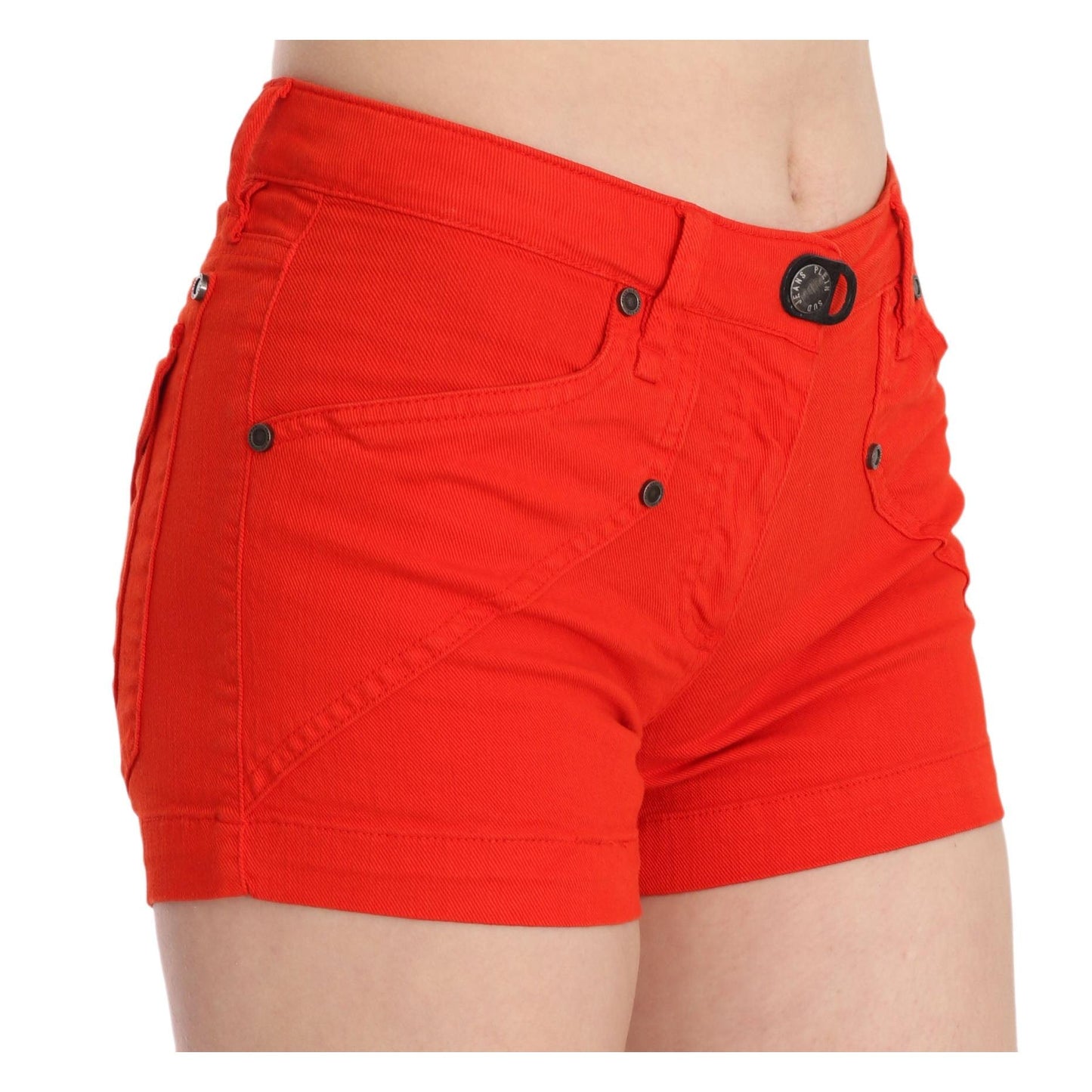 Orange Mid Waist Cotton Denim Mini