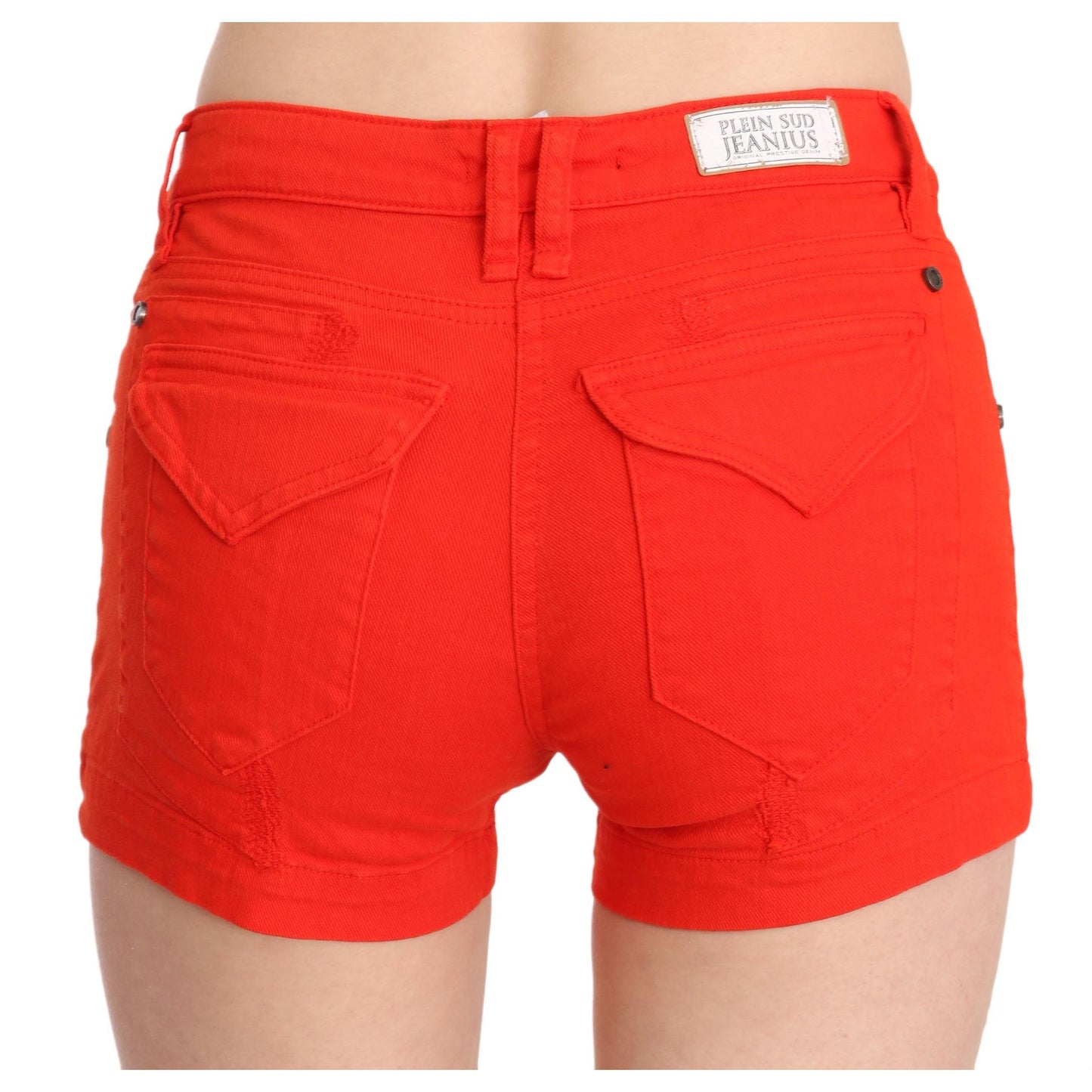 Orange Mid Waist Cotton Denim Mini