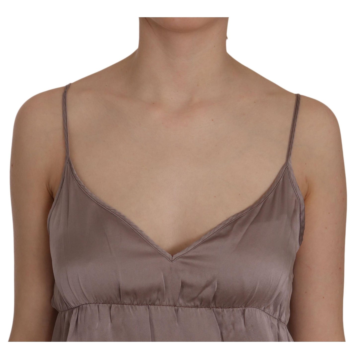 Purple Spaghetti A-line Mini Silk Dress