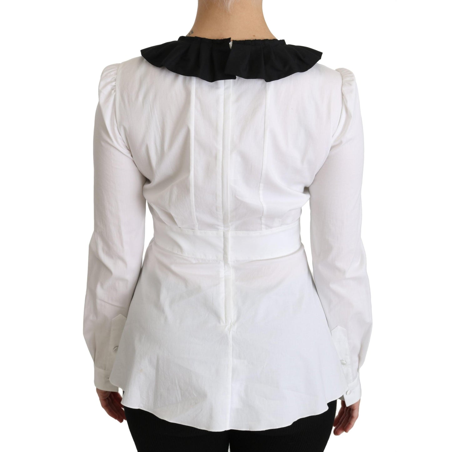 White Collared Long Sleeve Blouse Cotton Top