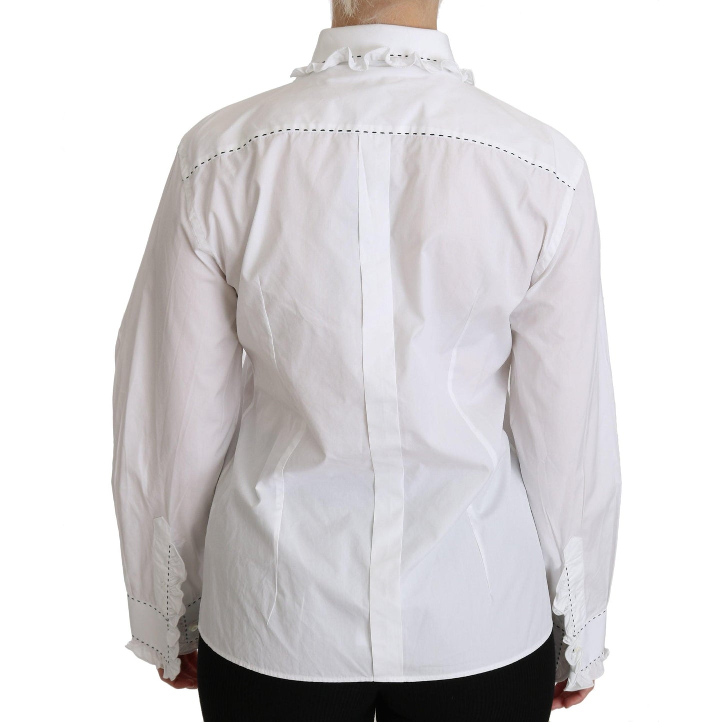 White Ruffle Collared Blouse Cotton Top
