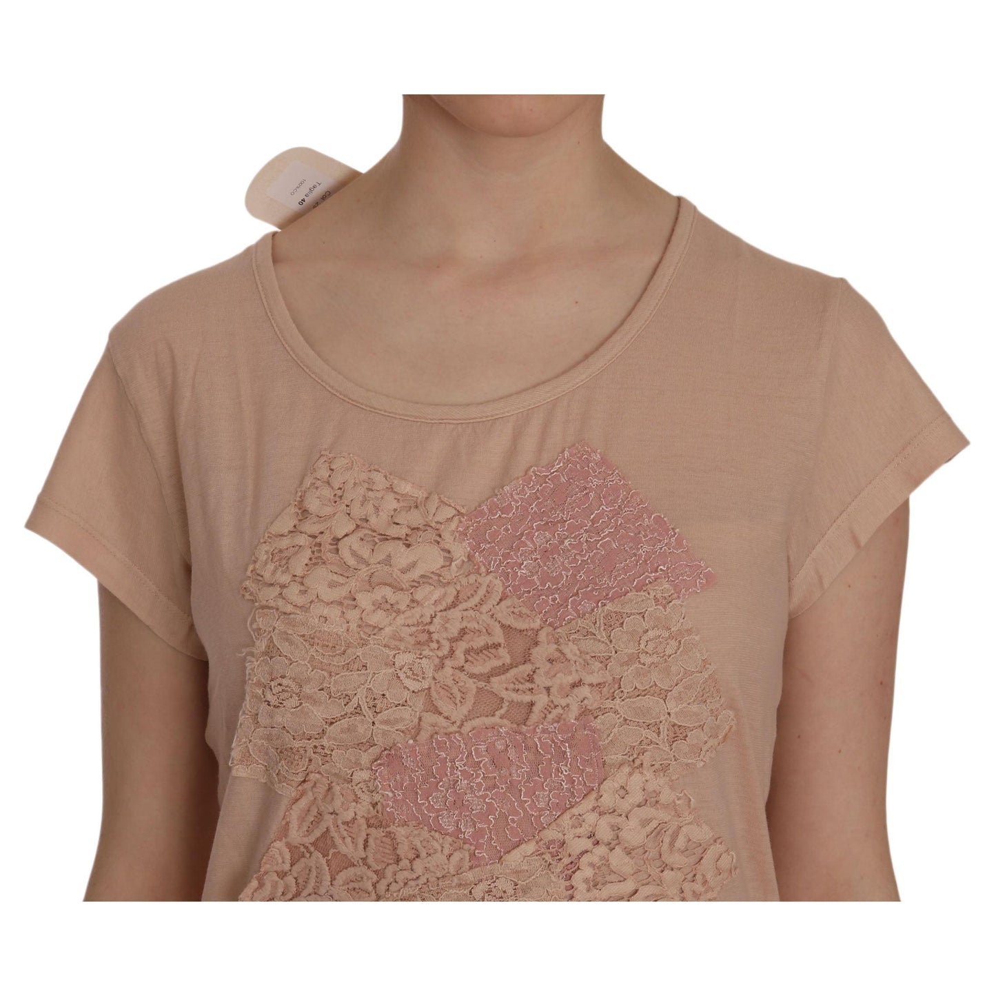 Pink Lace Short Sleeve Shift Mini Dress