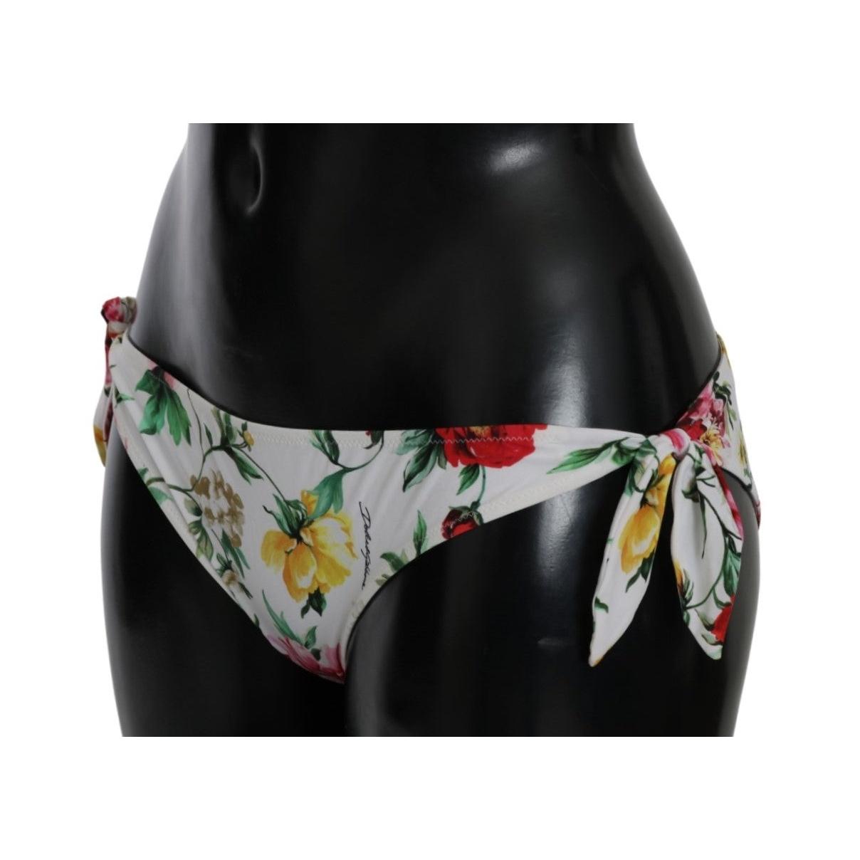White Floral Swimsuit Bottom Bikini Beachwear