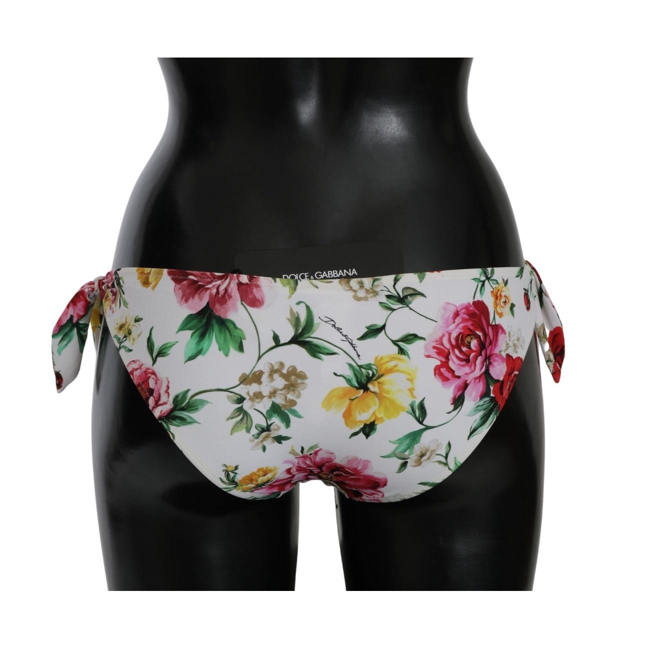 White Floral Swimsuit Bottom Bikini Beachwear