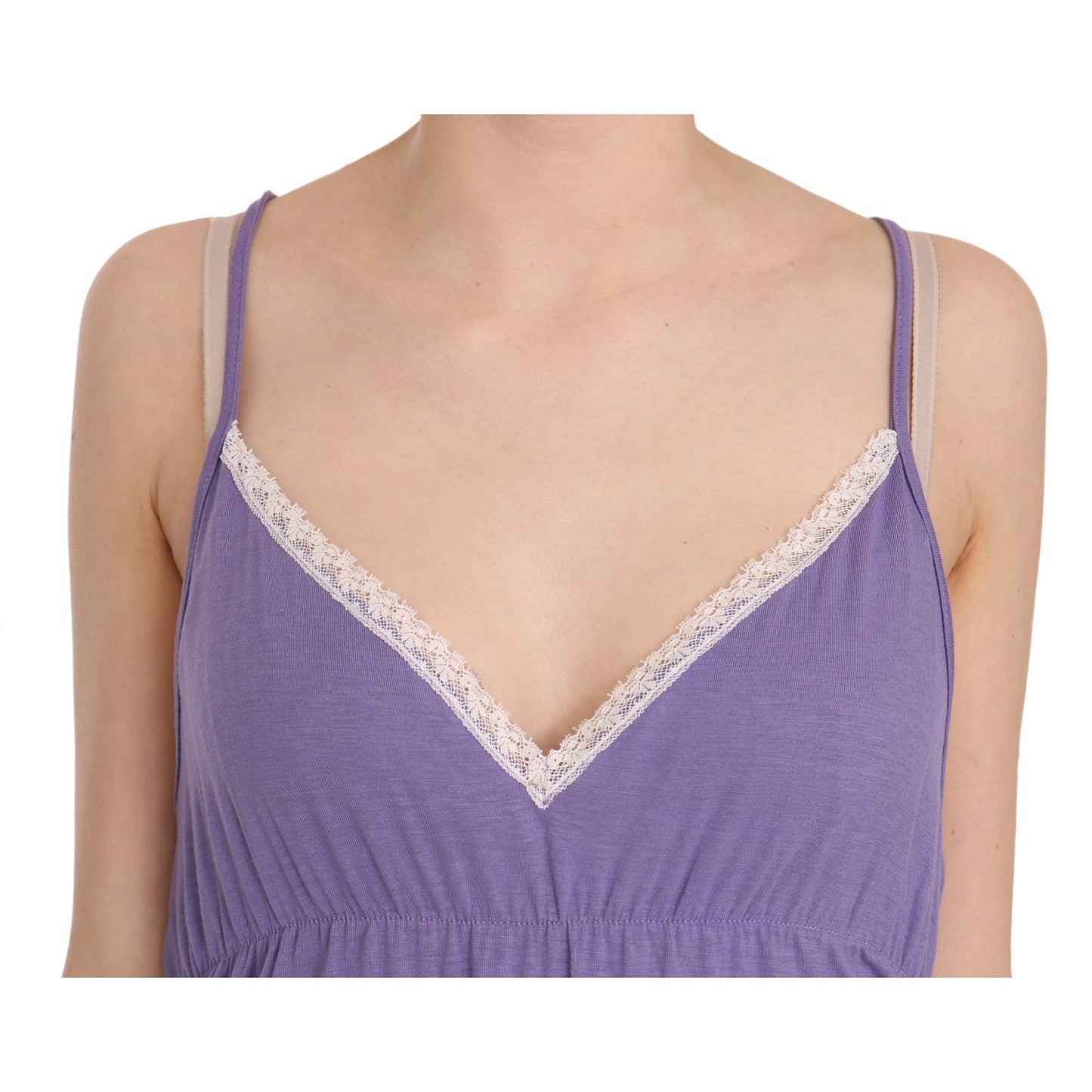 Purple Spaghetti Strap Plunging Shift Mini Dress