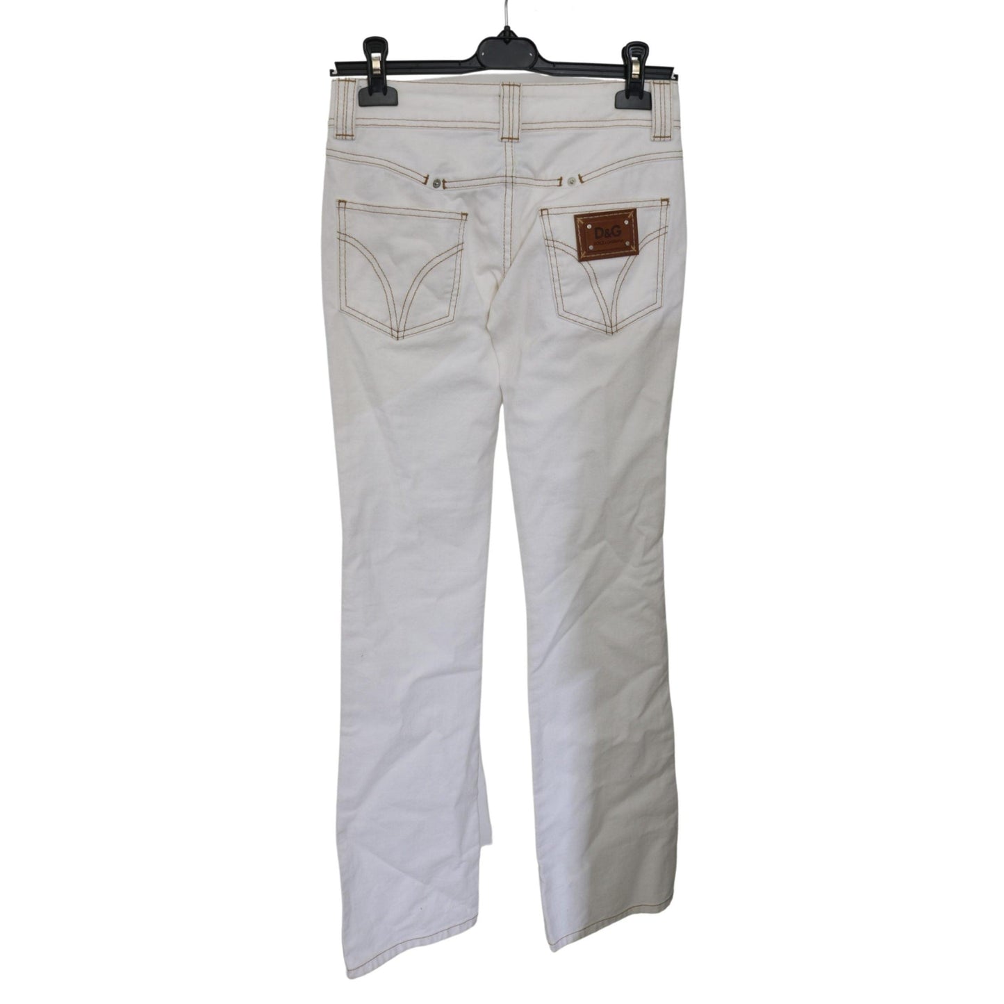 White Low Waist Boot Cut Cotton Jeans