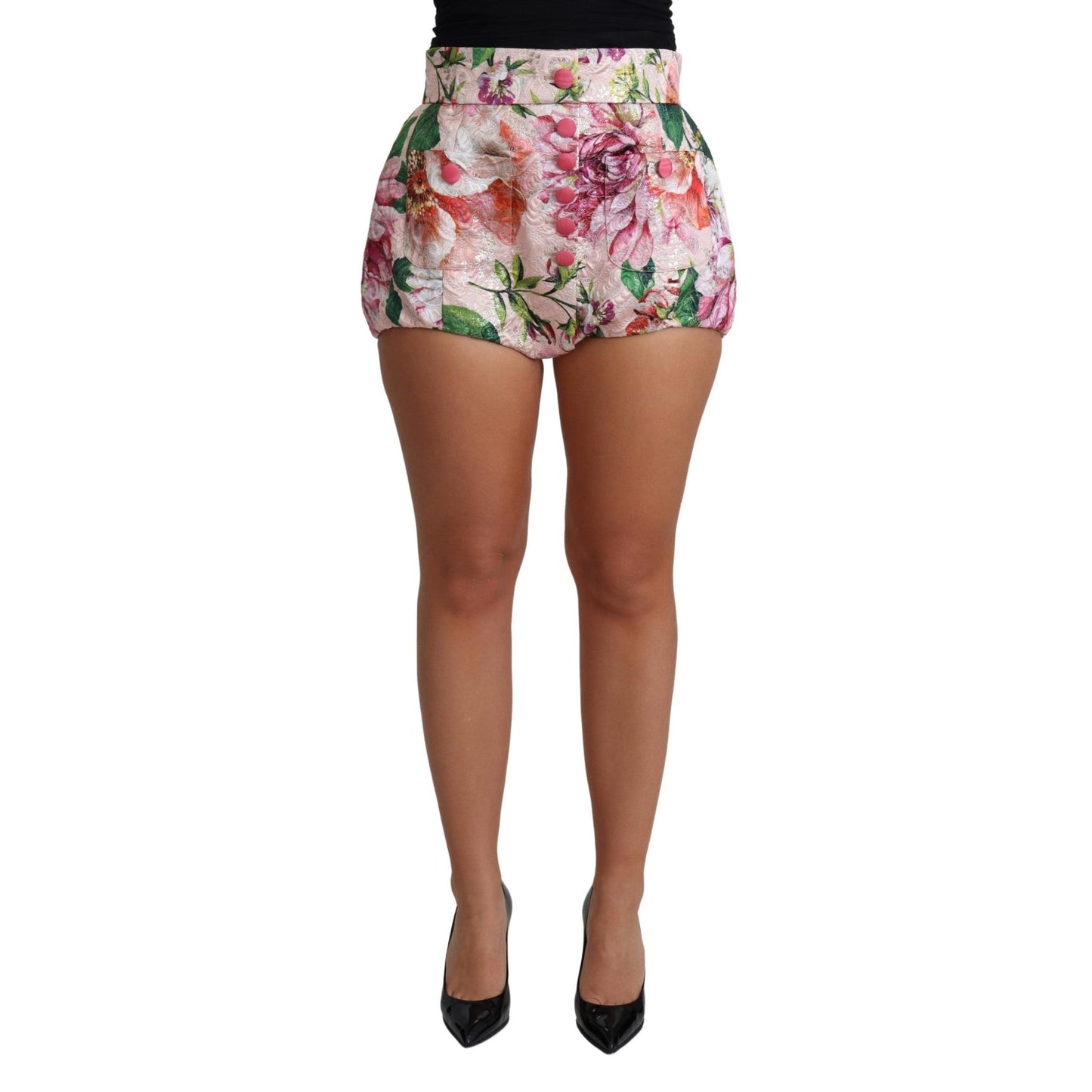 Pink Cotton Floral Print Hot Pants Short