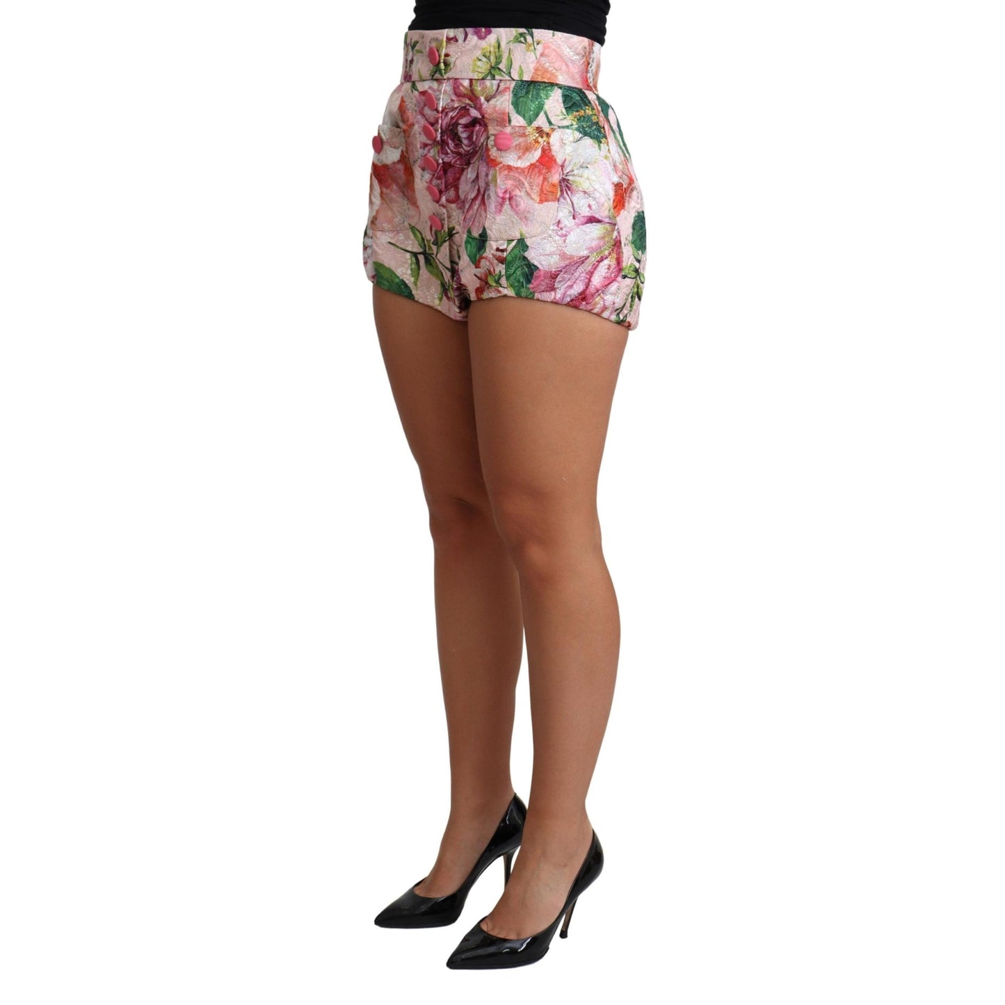 Pink Cotton Floral Print Hot Pants Short