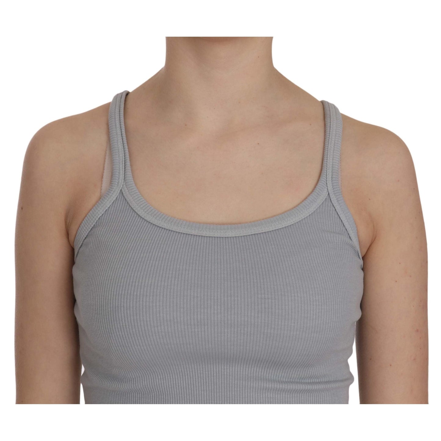 Light Grey Sleeveless Spaghetti Strap Blouse