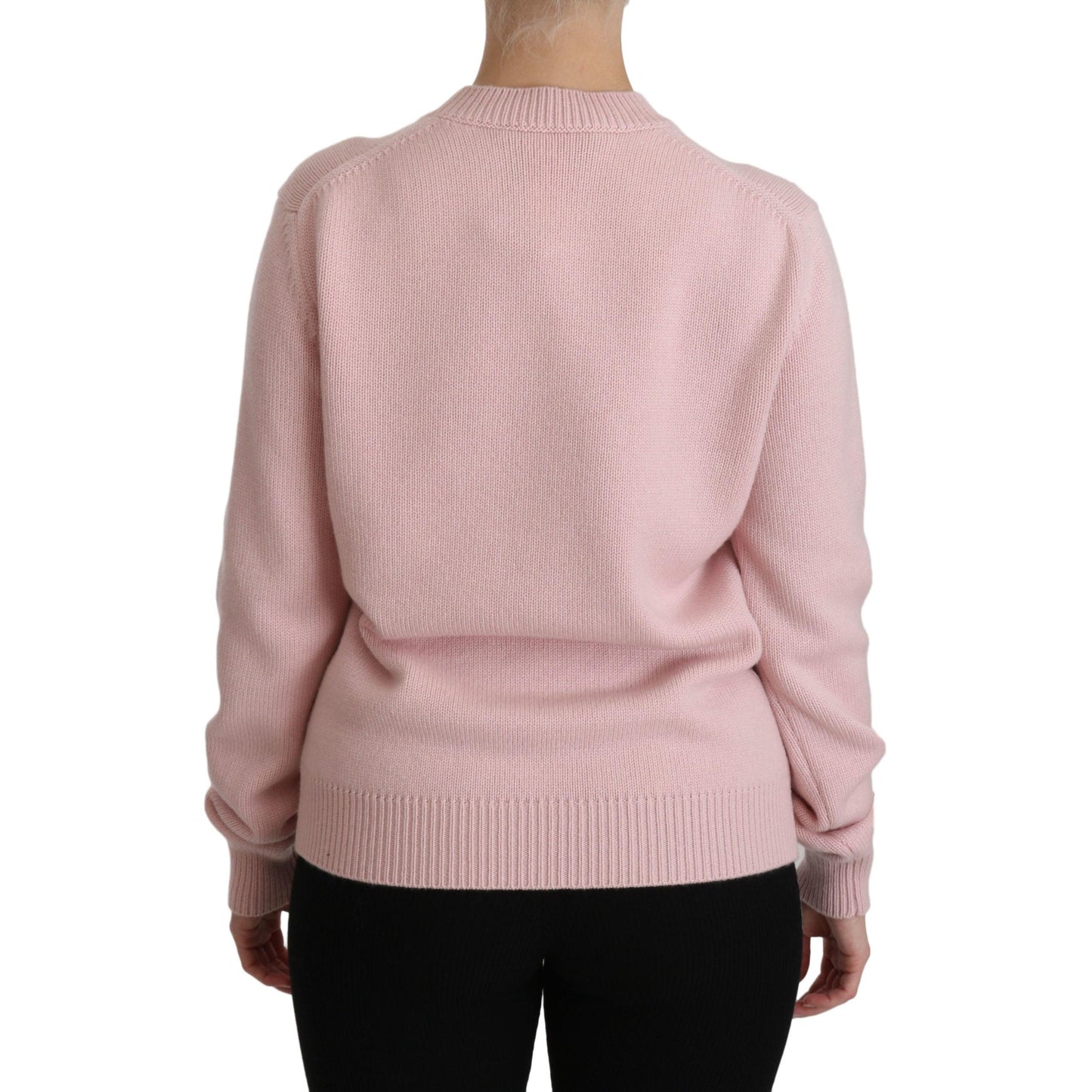 Pink Crew Neck Cashmere Pullover Sweater