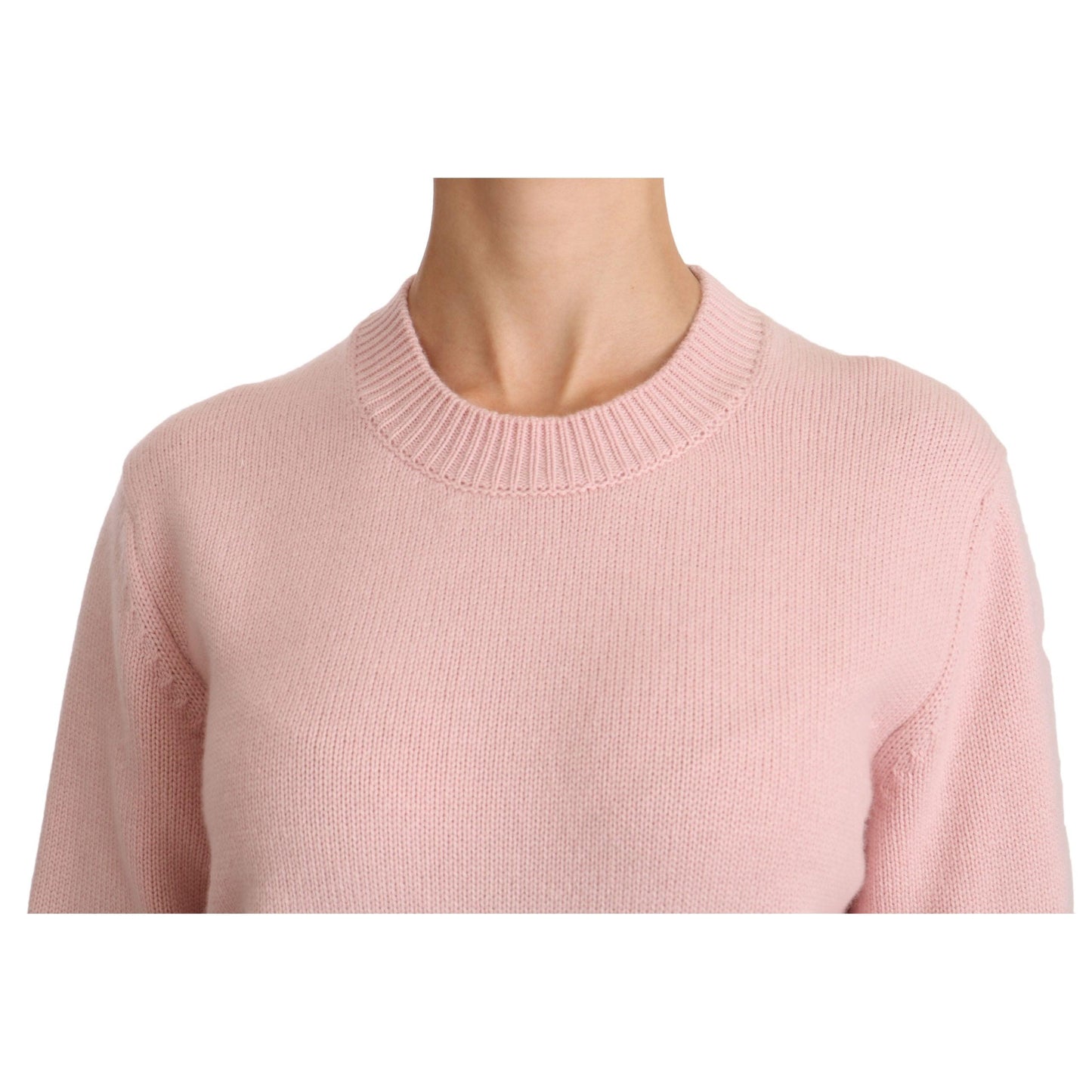 Pink Crew Neck Cashmere Pullover Sweater