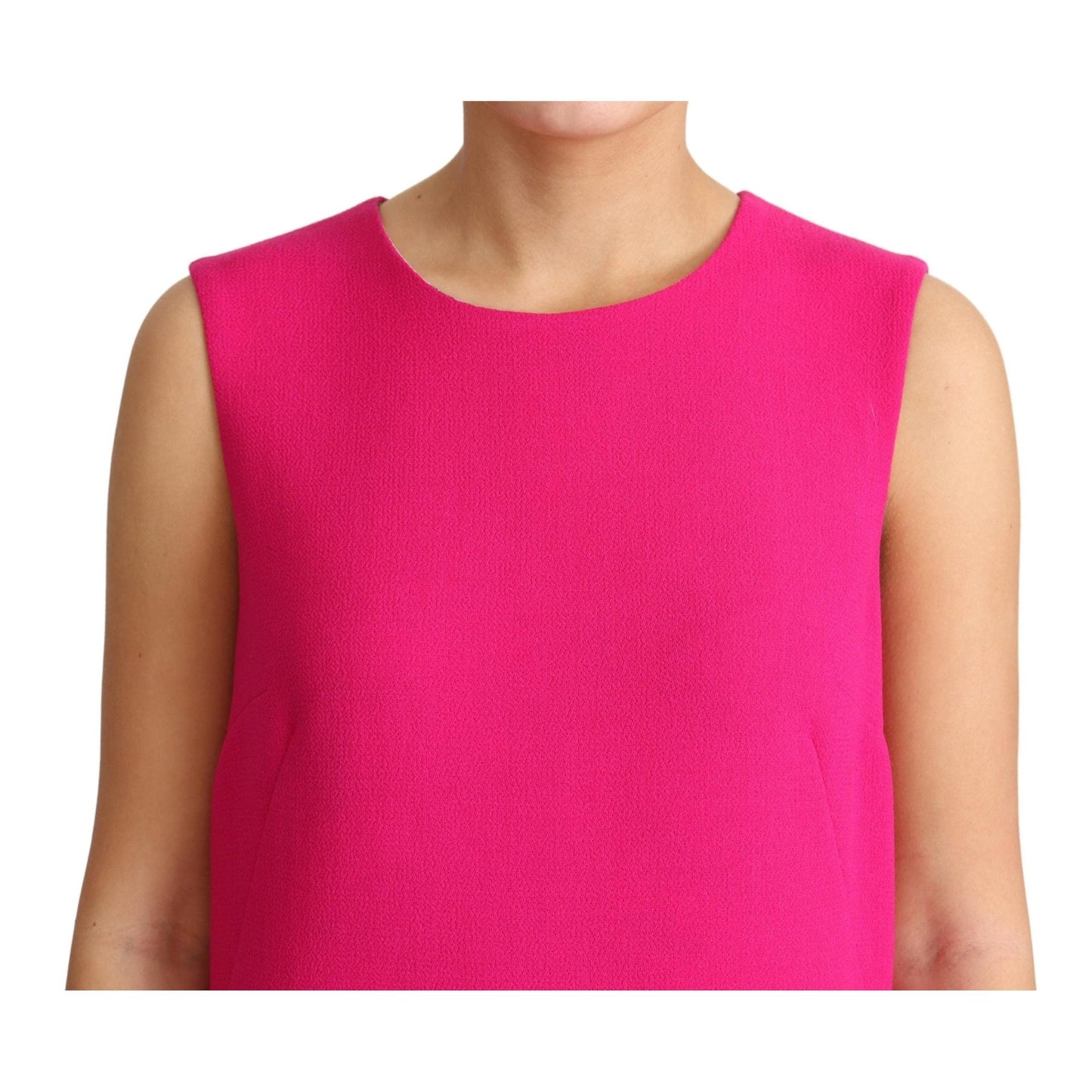 Fuchsia Wool Sequin Shift Sleeveless Dress