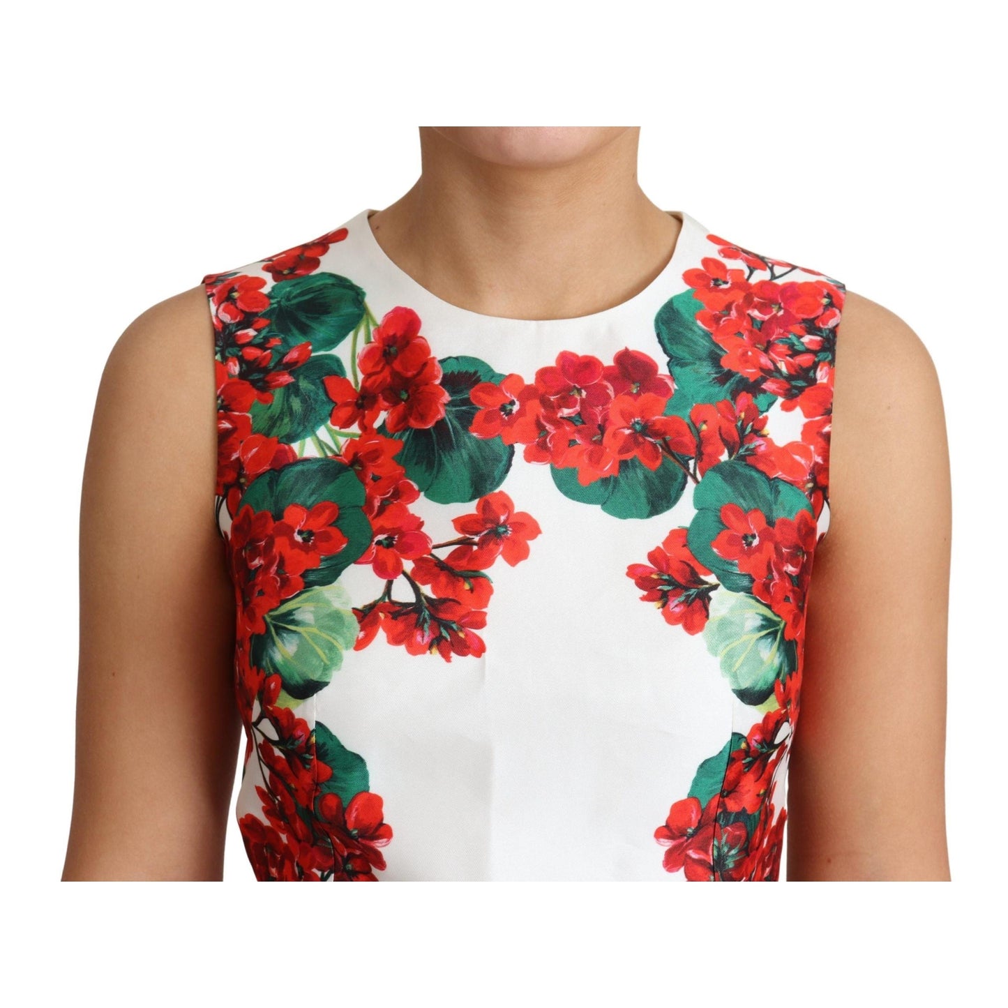 White Portofino Motif Fitted Mini Silk Dress