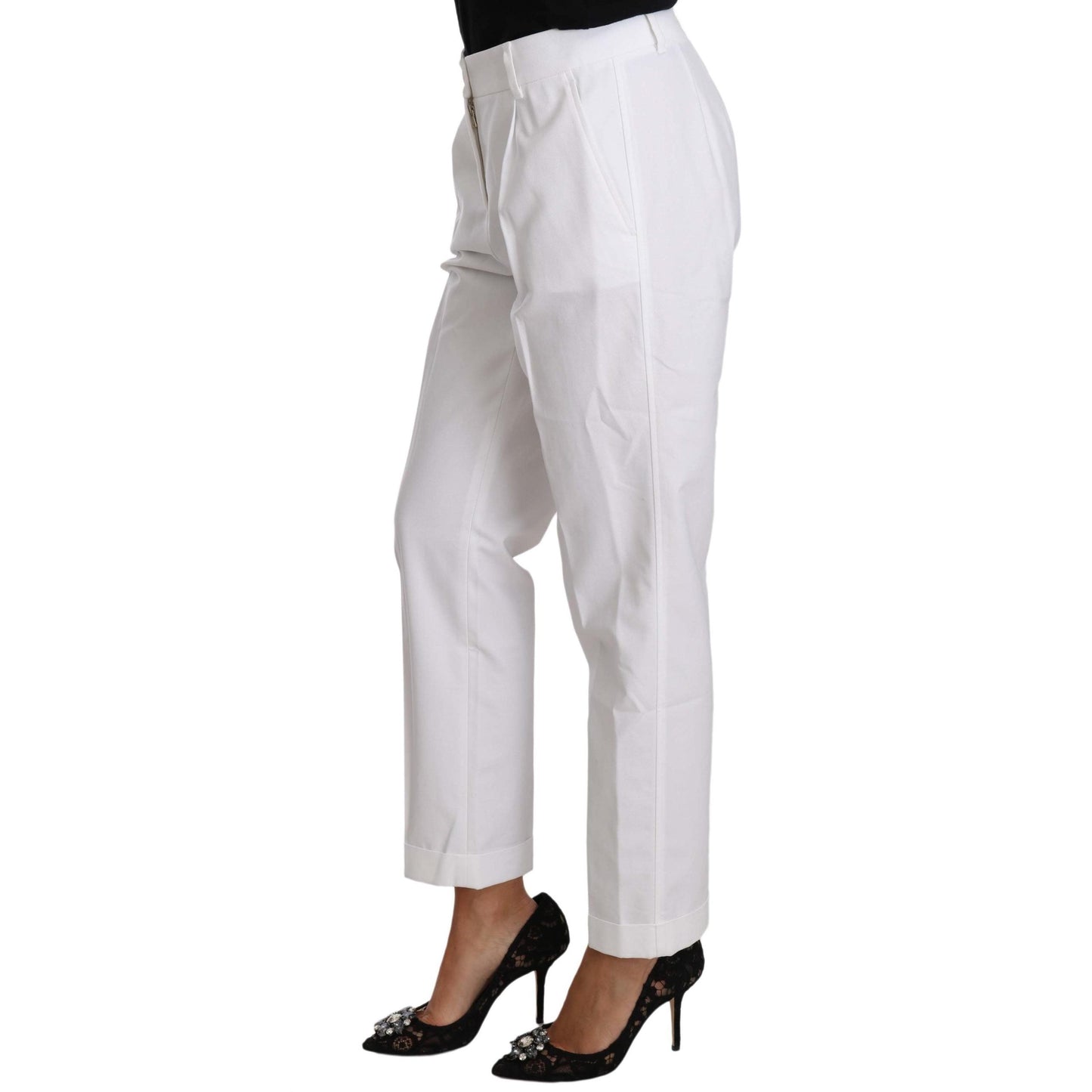 White Cotton Stretch Formal Trouser Pants - coffeewithmee2