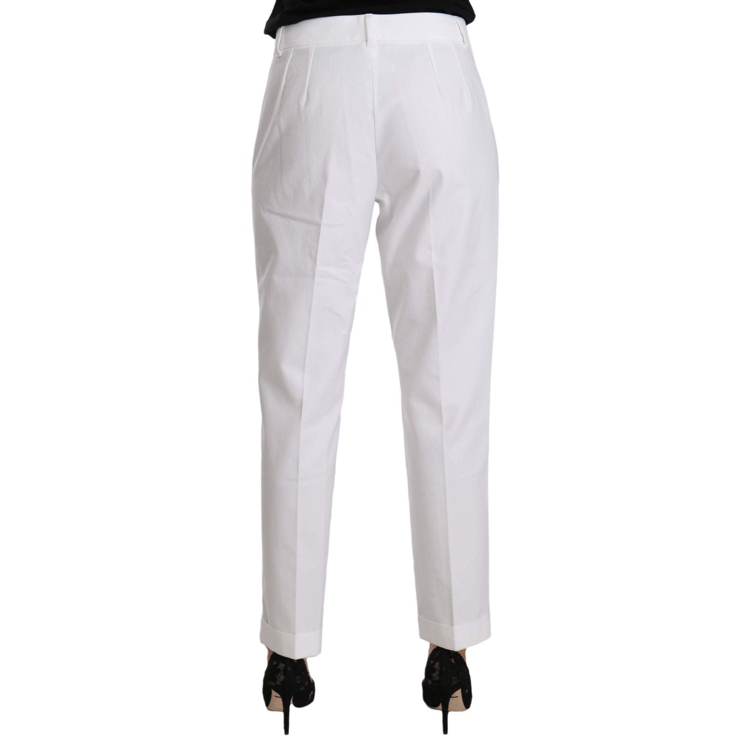 White Cotton Stretch Formal Trouser Pants - coffeewithmee2