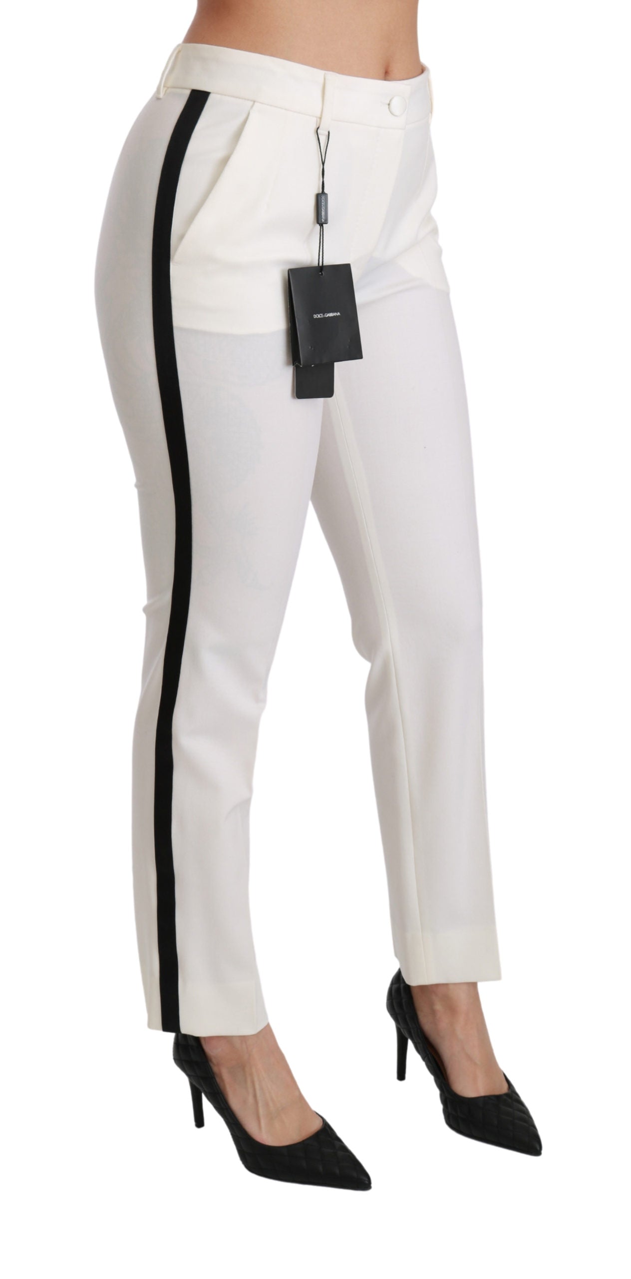 White High Waist Skinny Slim Cropped Pants