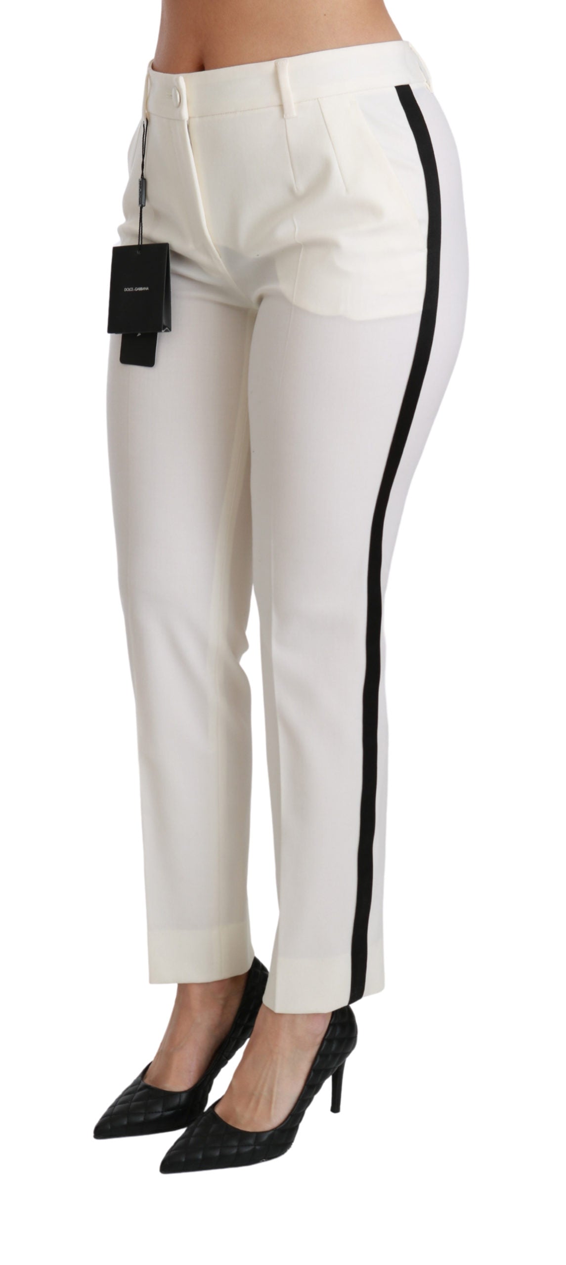 White High Waist Skinny Slim Cropped Pants