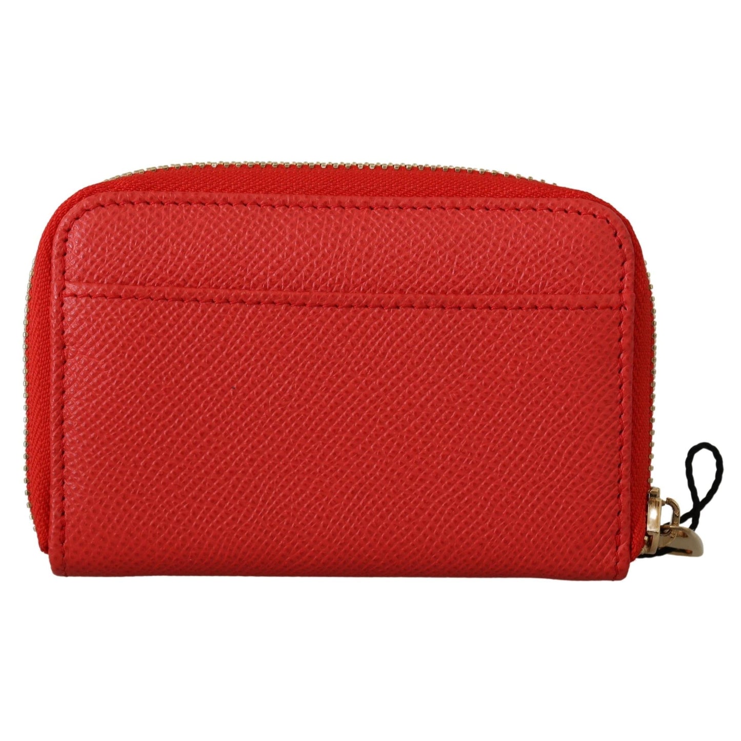 Red Leather Zip Around Metal Logo Card Holder Wallet - coffeewithmee2
