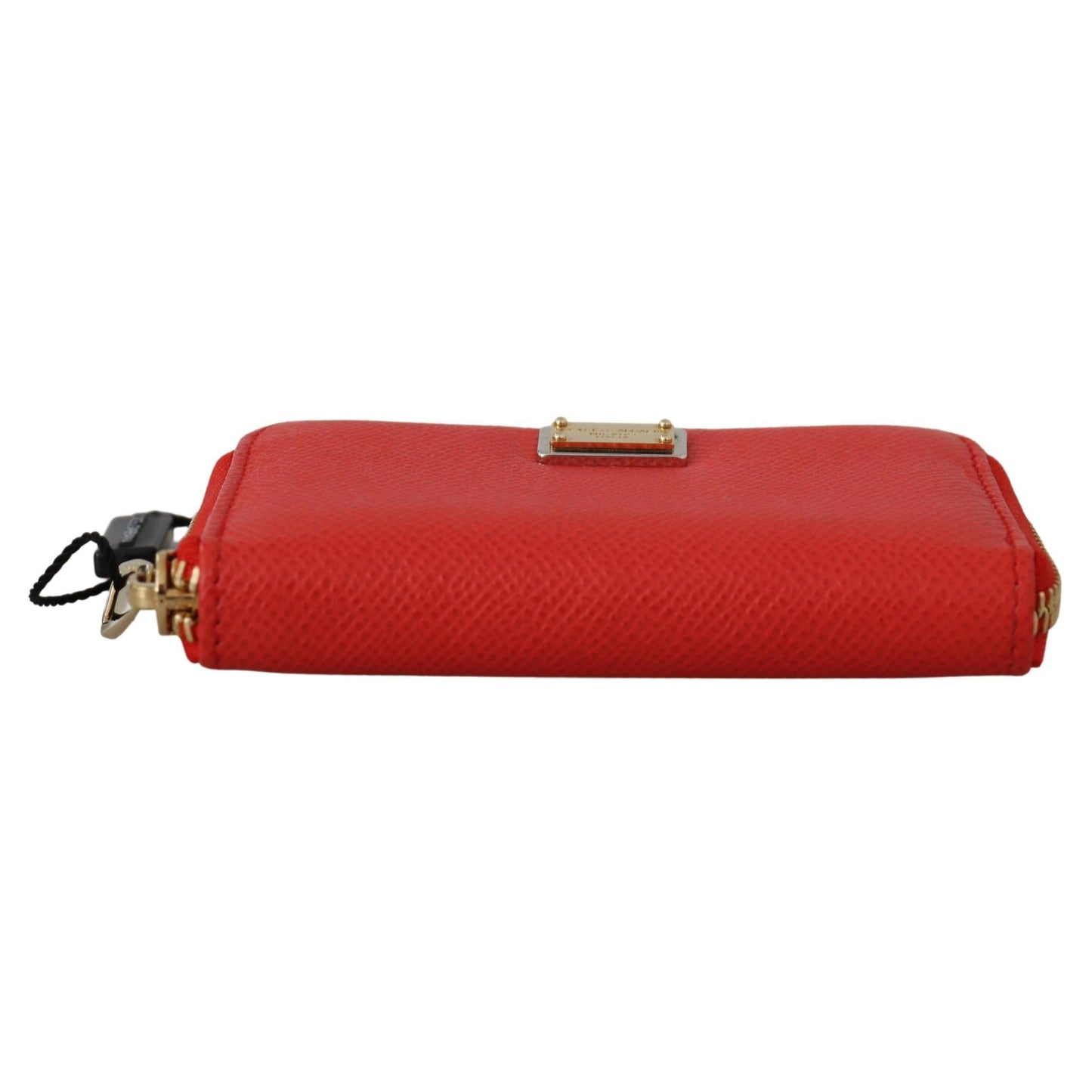 Red Leather Zip Around Metal Logo Card Holder Wallet - coffeewithmee2