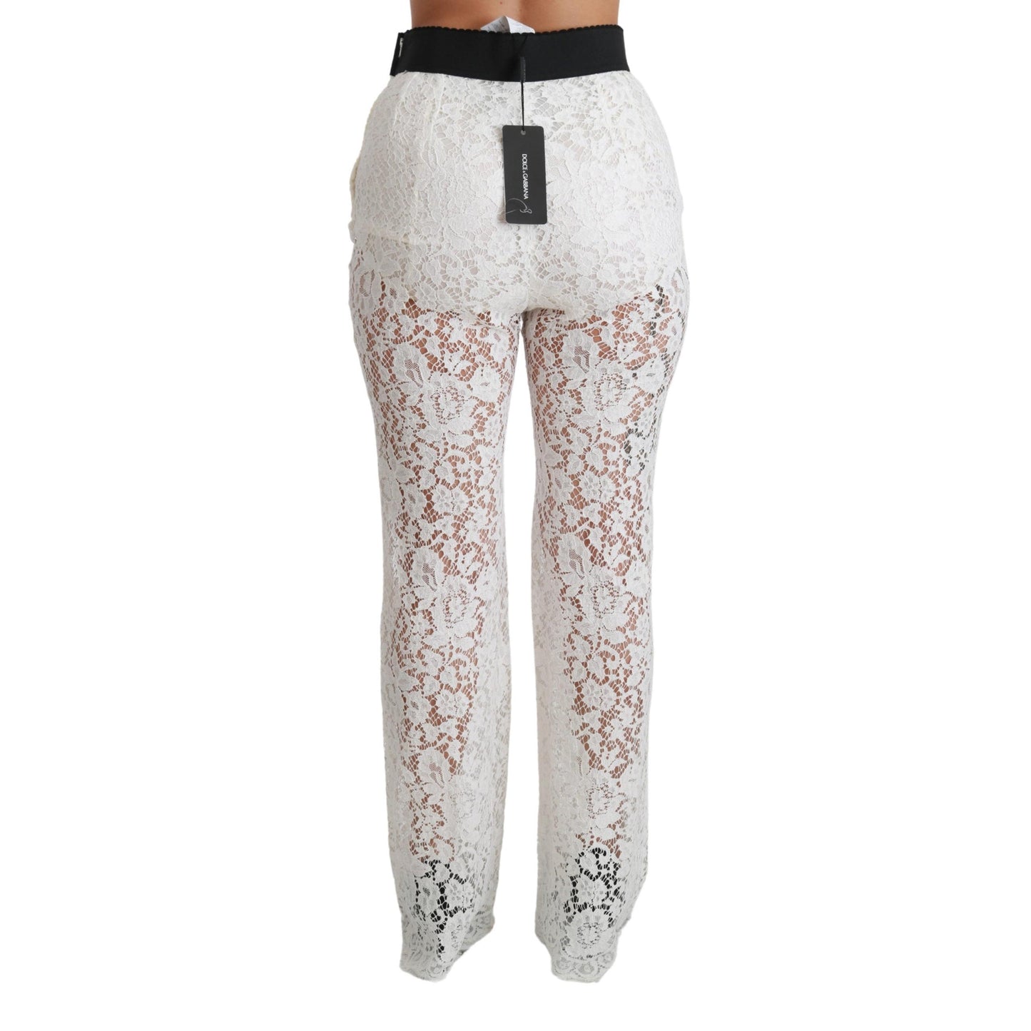 White Lace High Waist Palazzo Cropped Pants