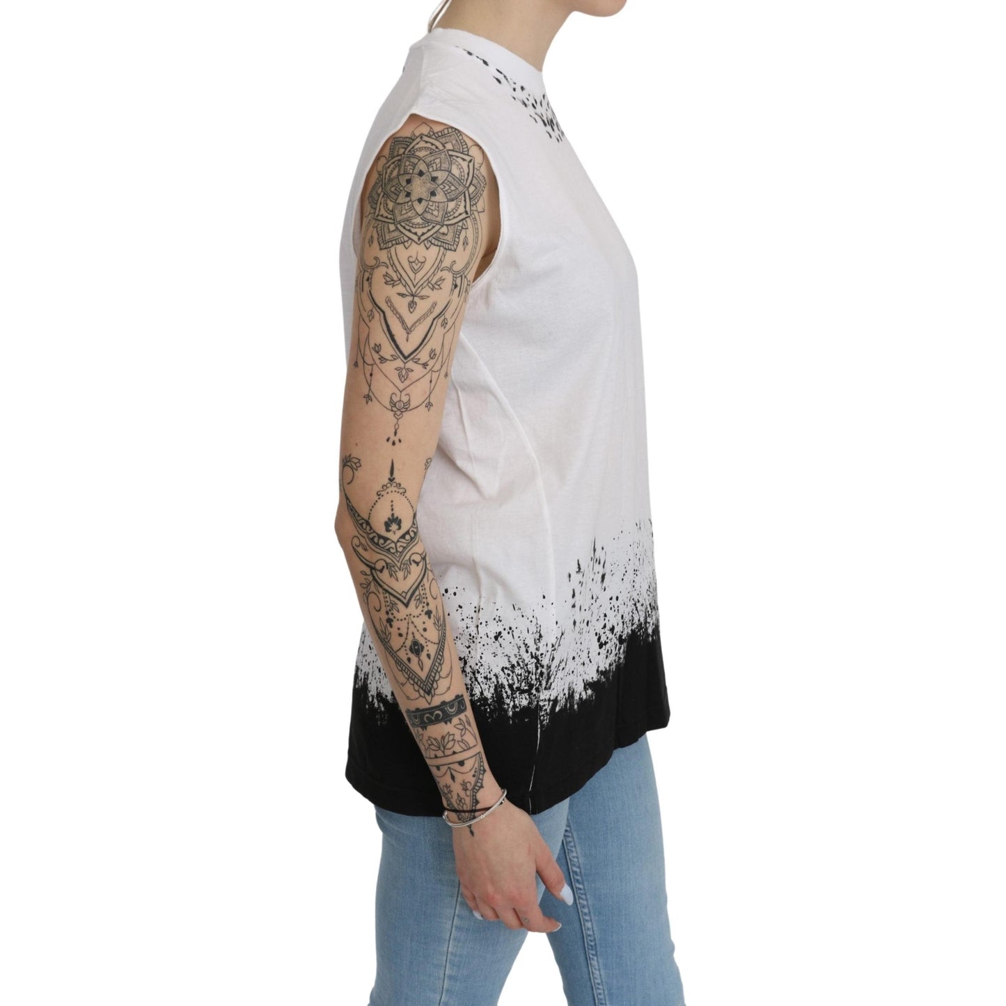 White Sleeveless T-shirt Tank Cotton Top