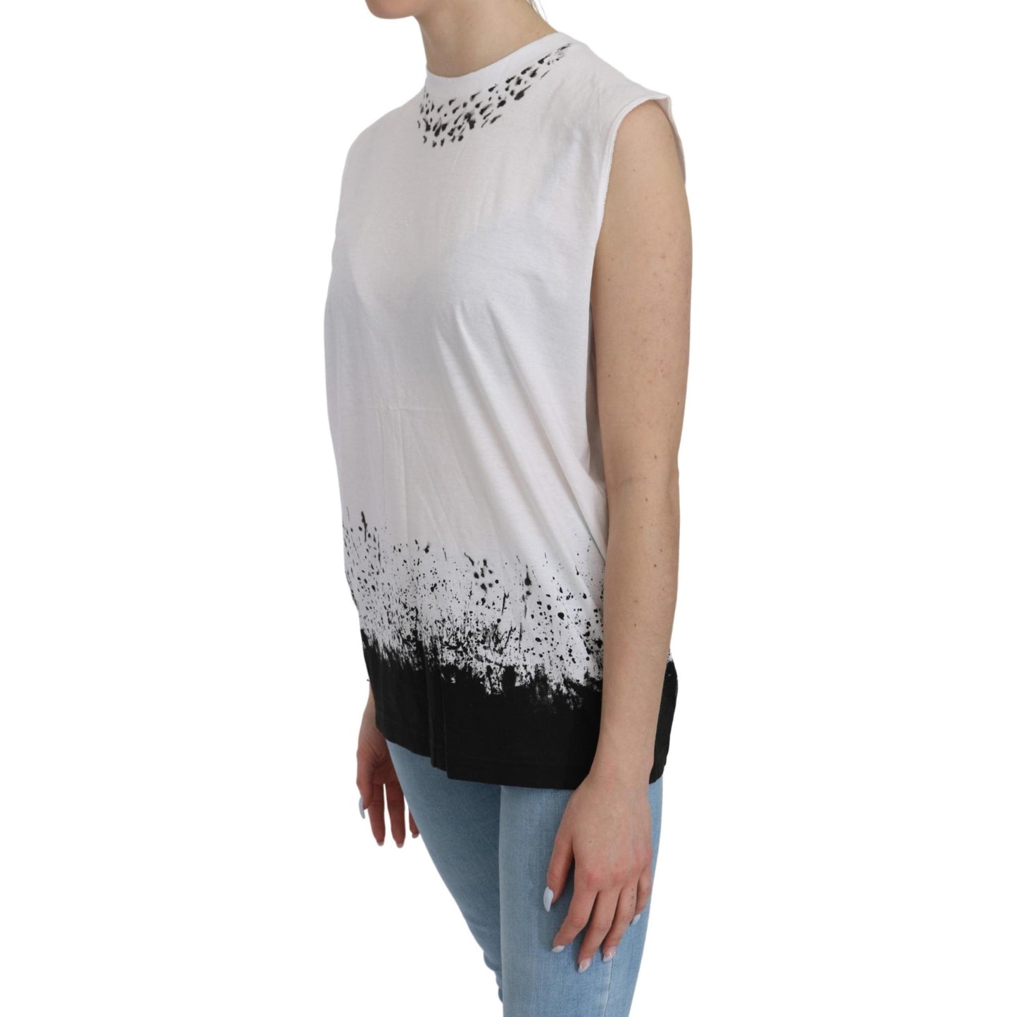 White Sleeveless T-shirt Tank Cotton Top