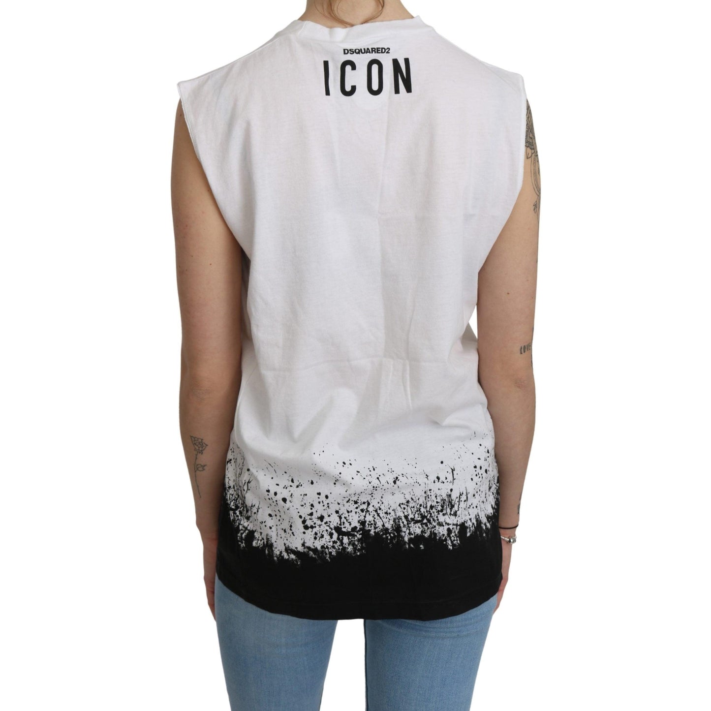 White Sleeveless T-shirt Tank Cotton Top
