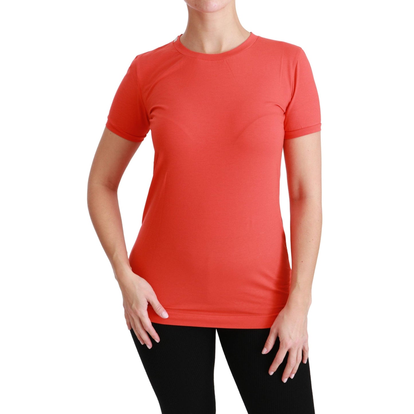 Red Crewneck Short Sleeve T-shirt Cotton Top