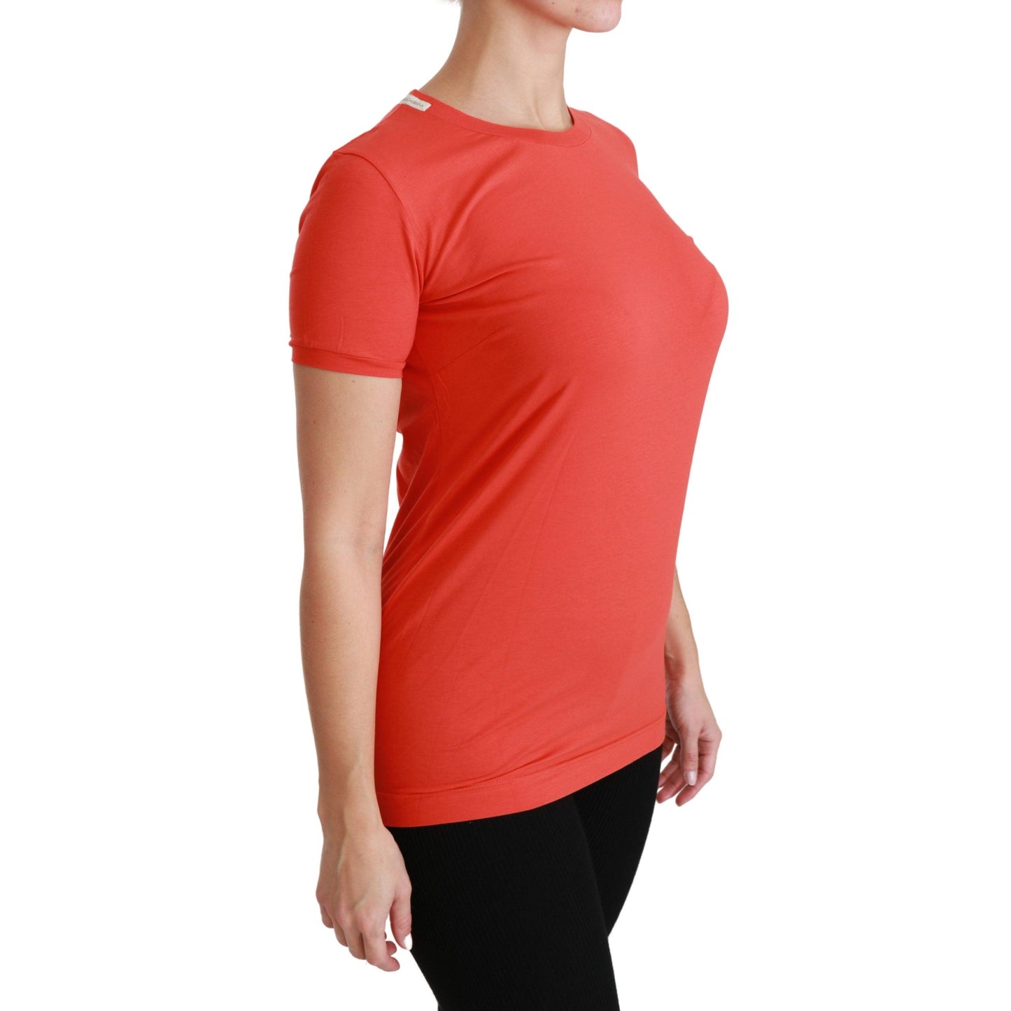 Red Crewneck Short Sleeve T-shirt Cotton Top