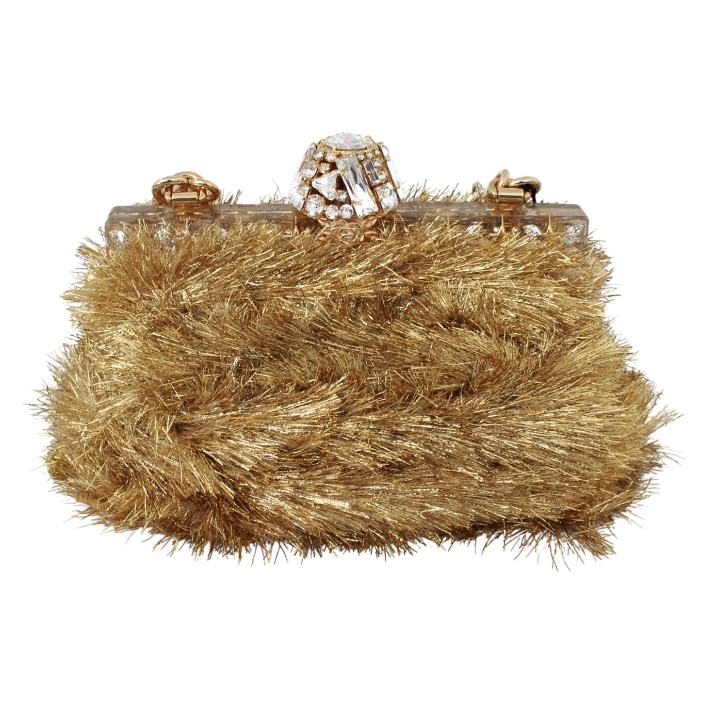 Gold White Crystals Clutch Shoulder Purse VANDA Bag - coffeewithmee2