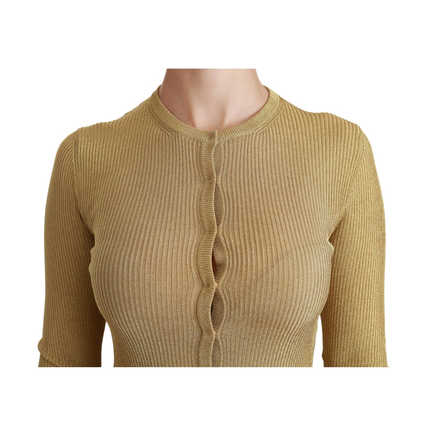 Gold Long Sleeve Cardigan Viscose Sweater