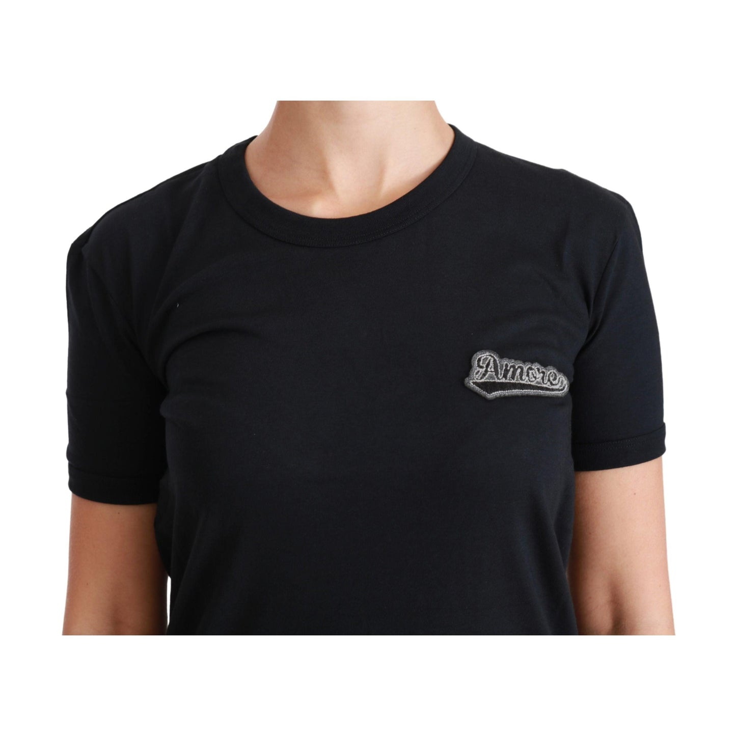 Blue Amore Patch Crewneck Cotton Top T-shirt