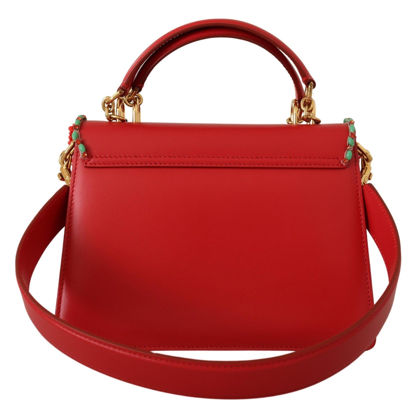 Red Floral Crystals Shoulder Borse WELCOME Leather Bag - coffeewithmee2