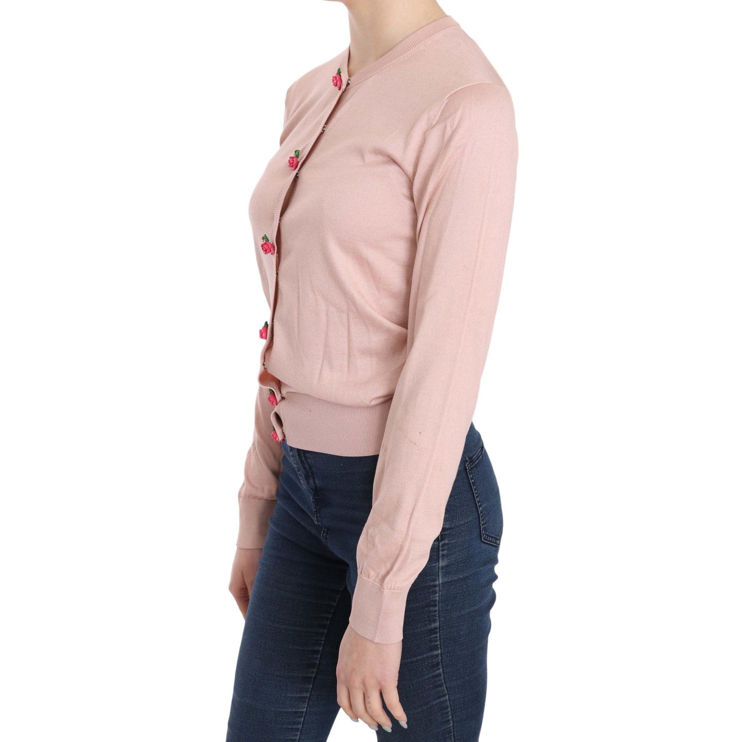 Pink Cardigan Roses Silk Cardigan Sweater