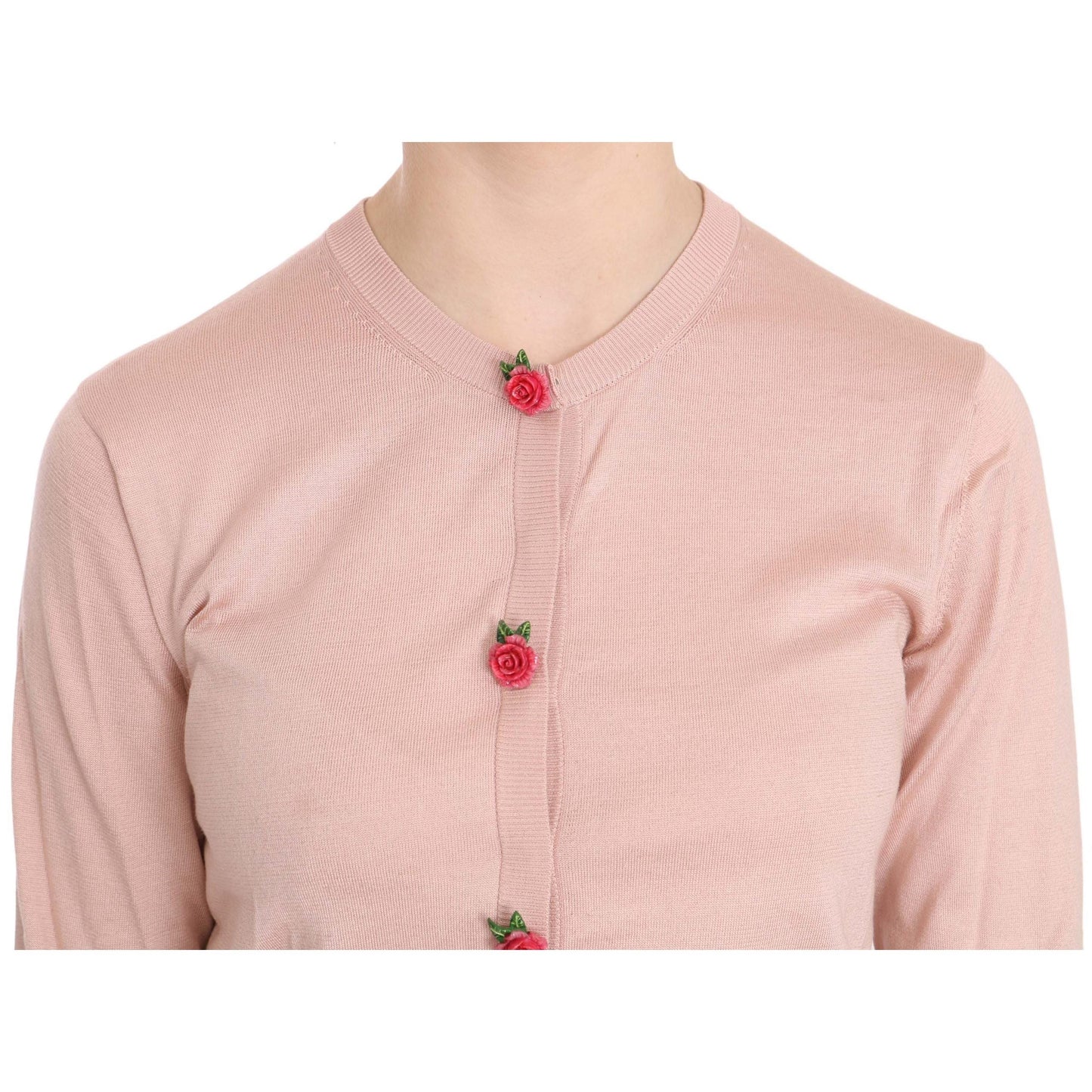 Pink Cardigan Roses Silk Cardigan Sweater