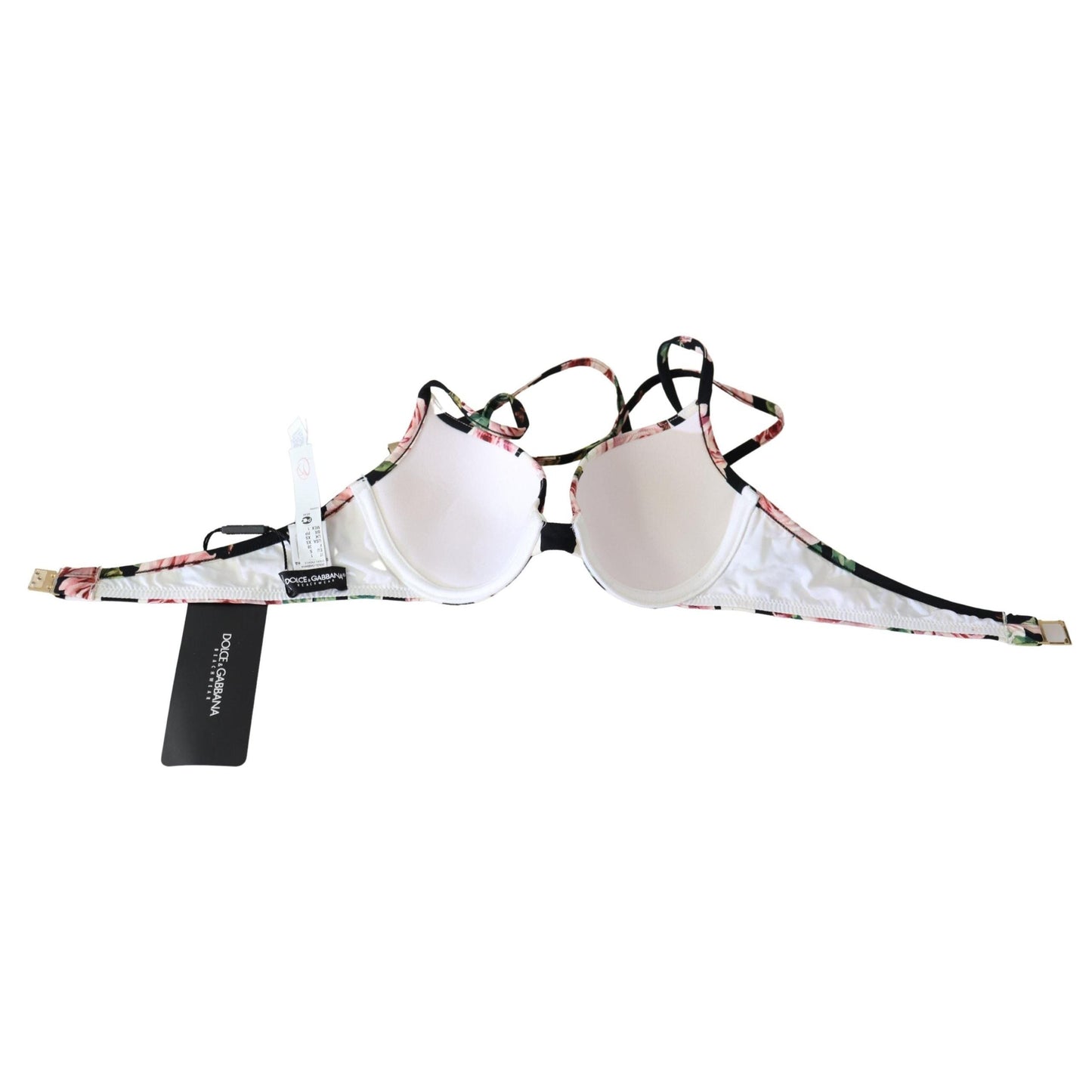 Multicolor Striped Rose Print Swimwear Bikini Tops