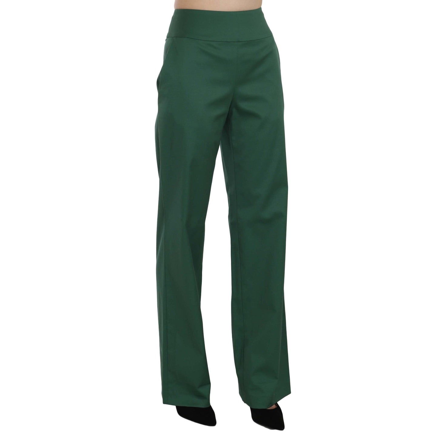 Green High Waist Straight Formal Trousers Pants