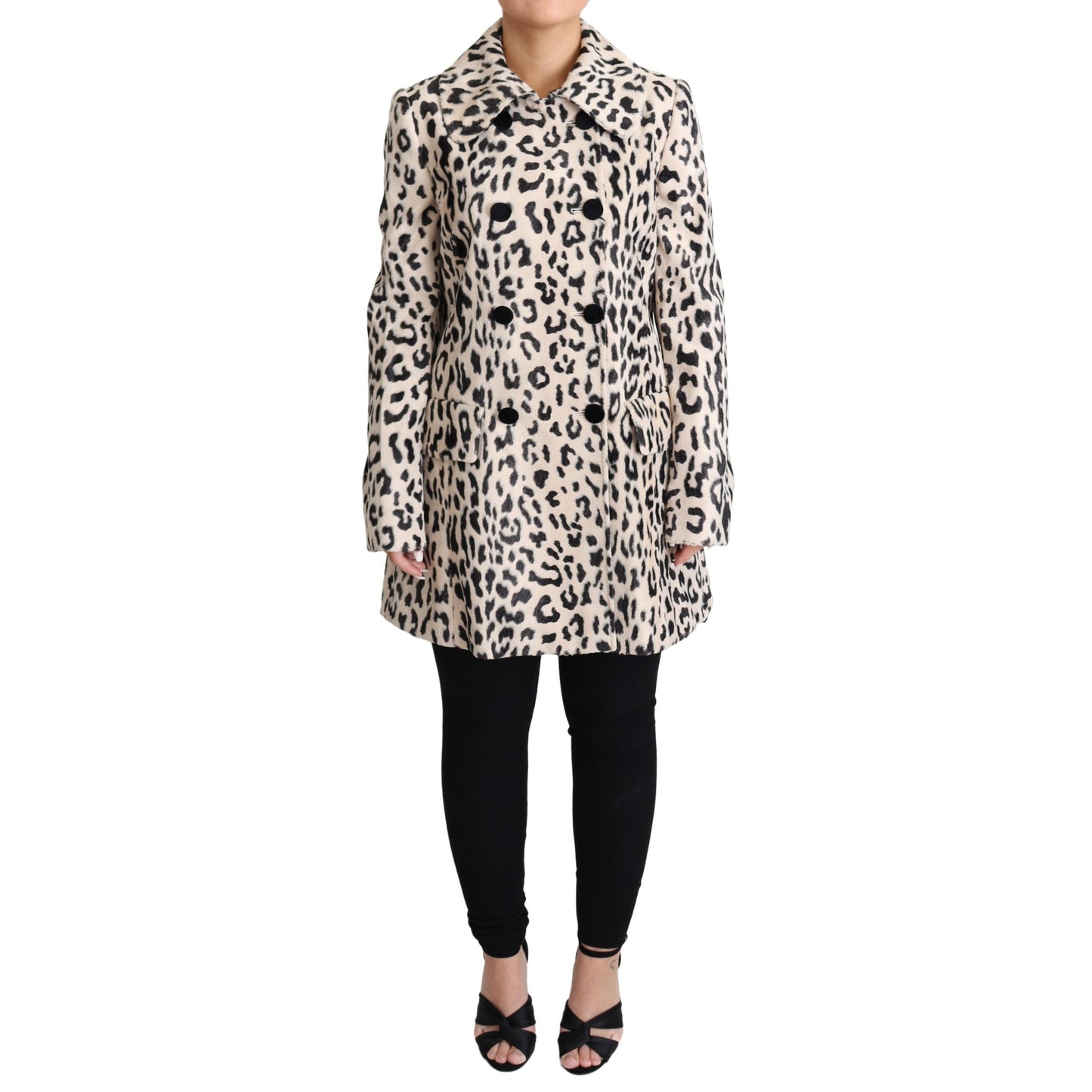 White Black Faux Fur Coat Leopard Print Jacket