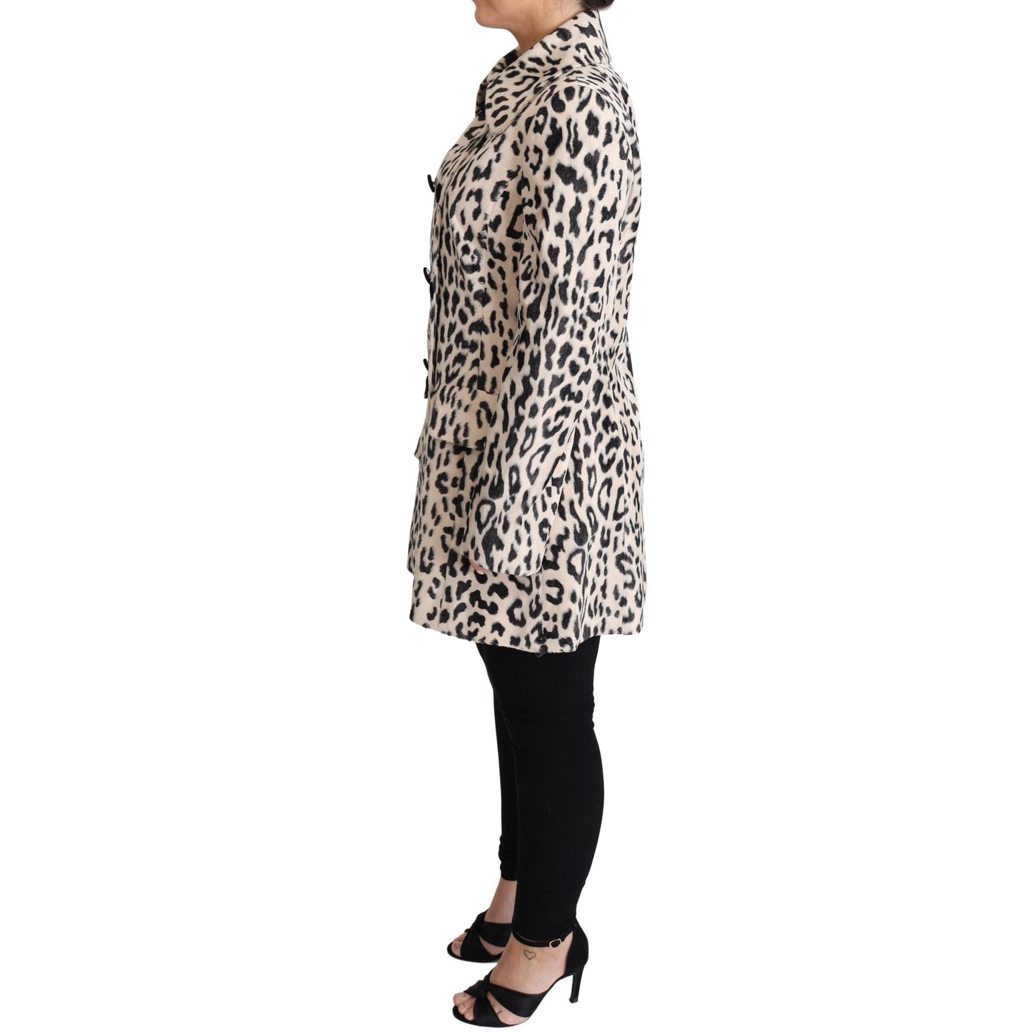 White Black Faux Fur Coat Leopard Print Jacket