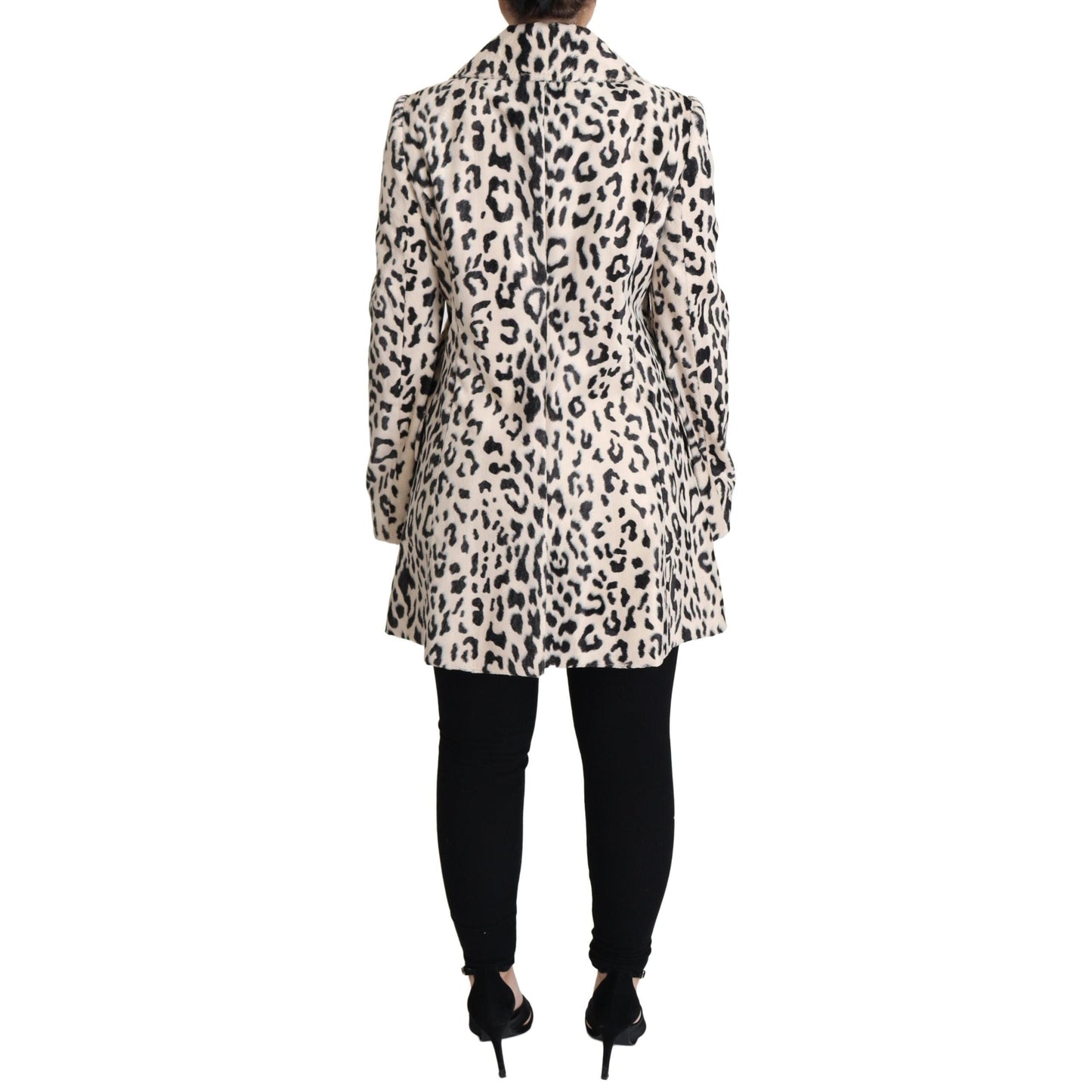 White Black Faux Fur Coat Leopard Print Jacket