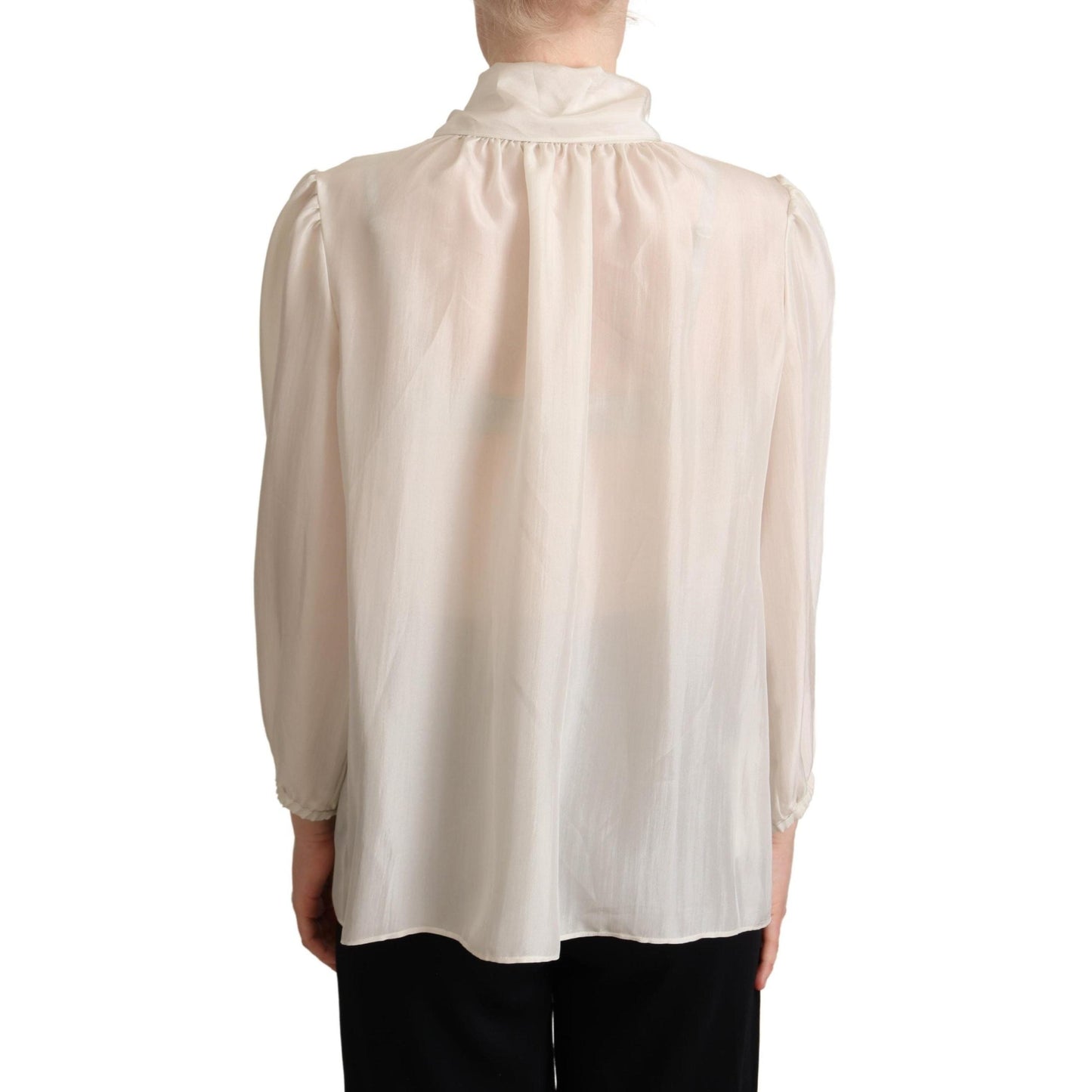 Light Gray Ascot Collar Shirt Silk Blouse Top