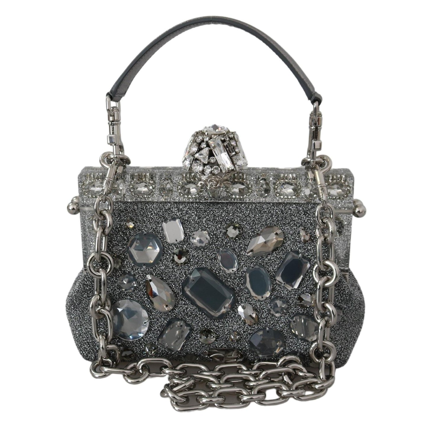 Silver VANDA Crystal Clutch Handbag Shoulder Purse - coffeewithmee2