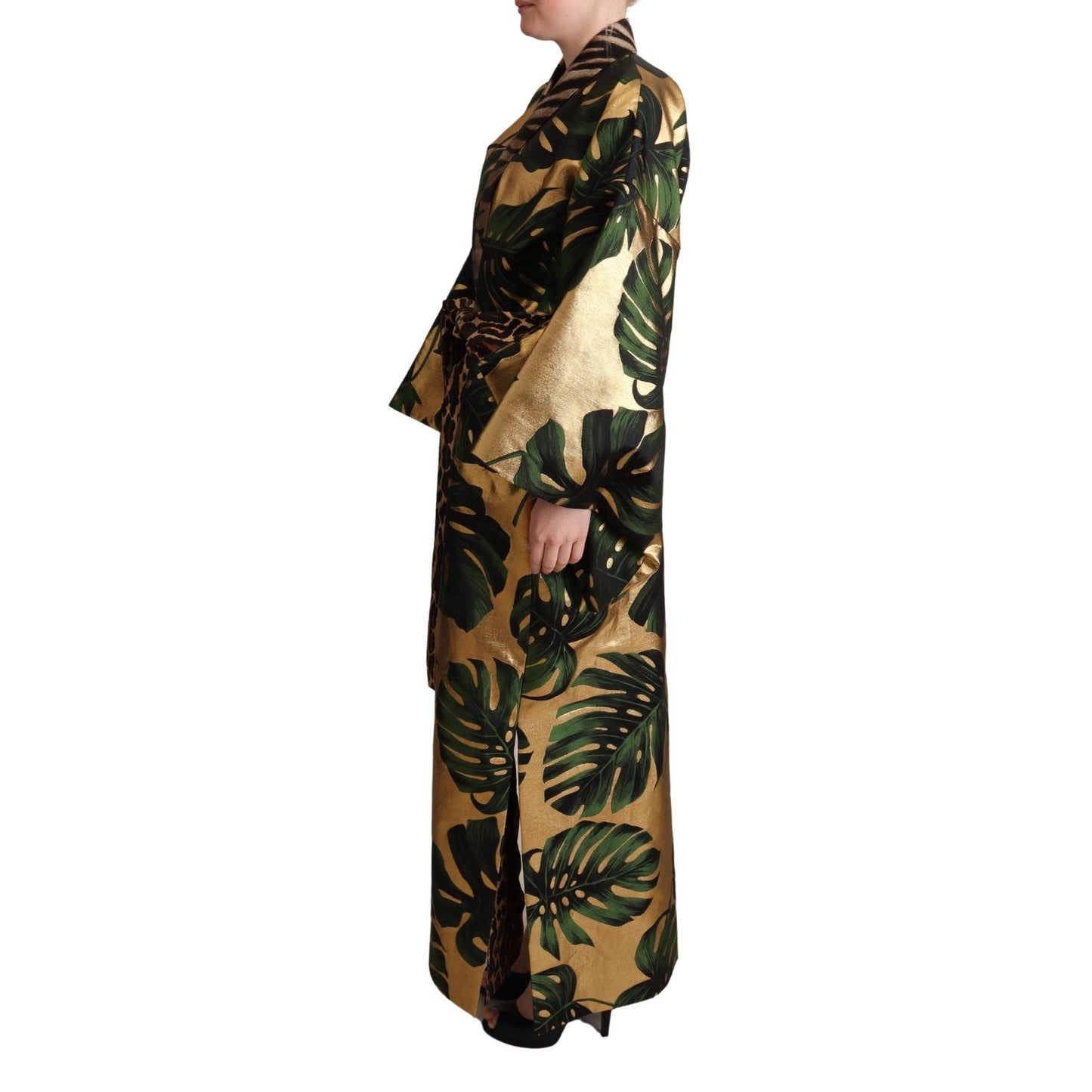 Multicolor Leaves Print Kimono Jacket Coat