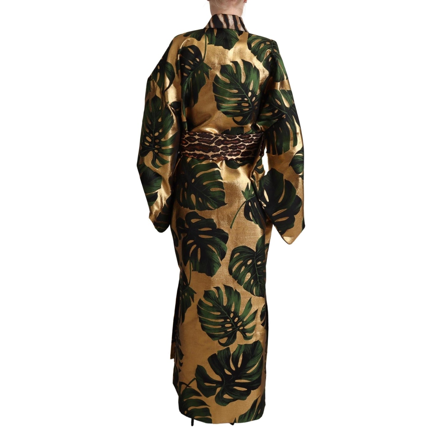 Multicolor Leaves Print Kimono Jacket Coat